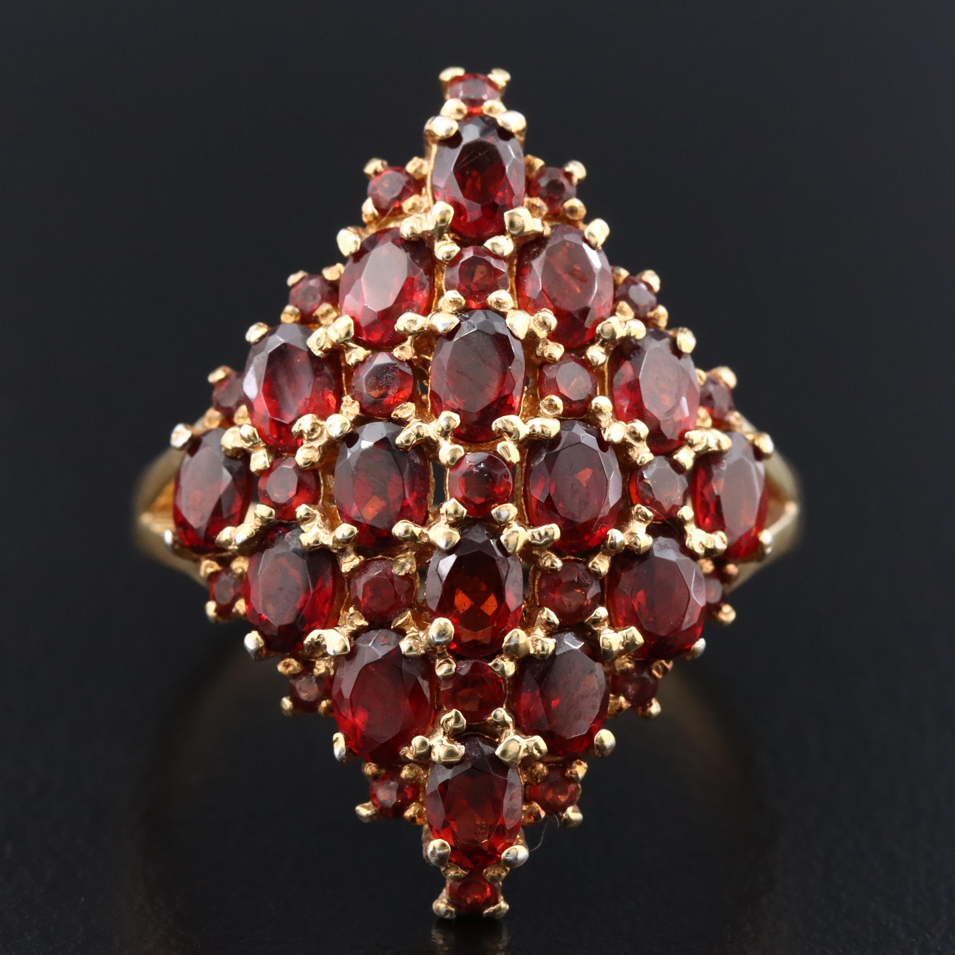 Sterling Garnet Navette Ring