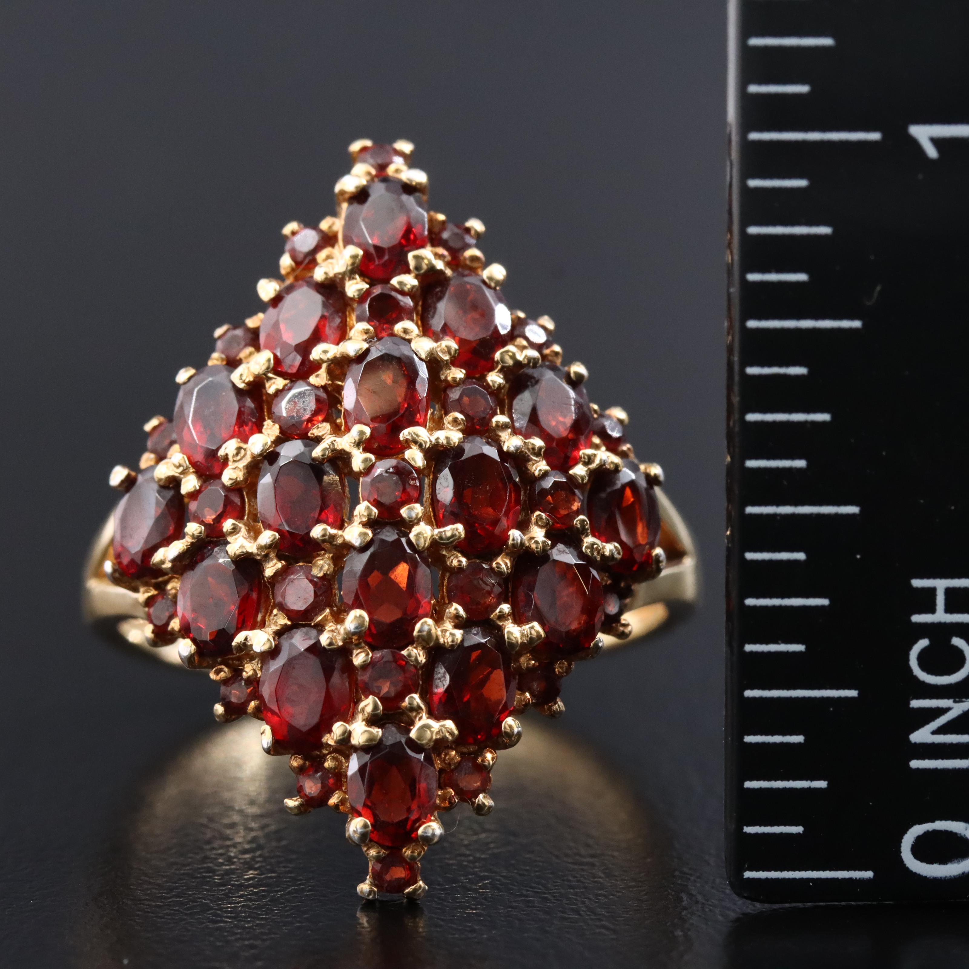 Sterling Garnet Navette Ring
