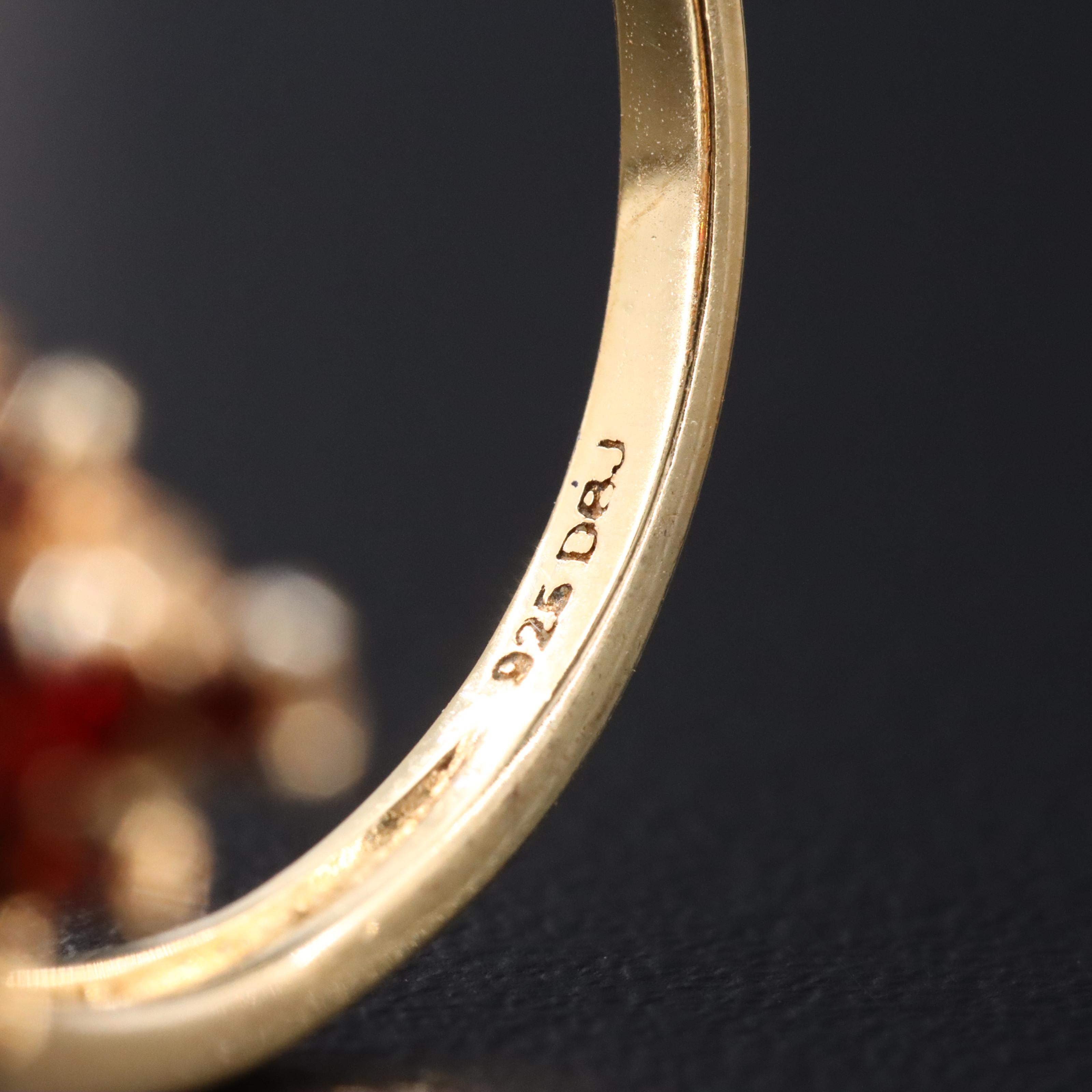 Sterling Garnet Navette Ring