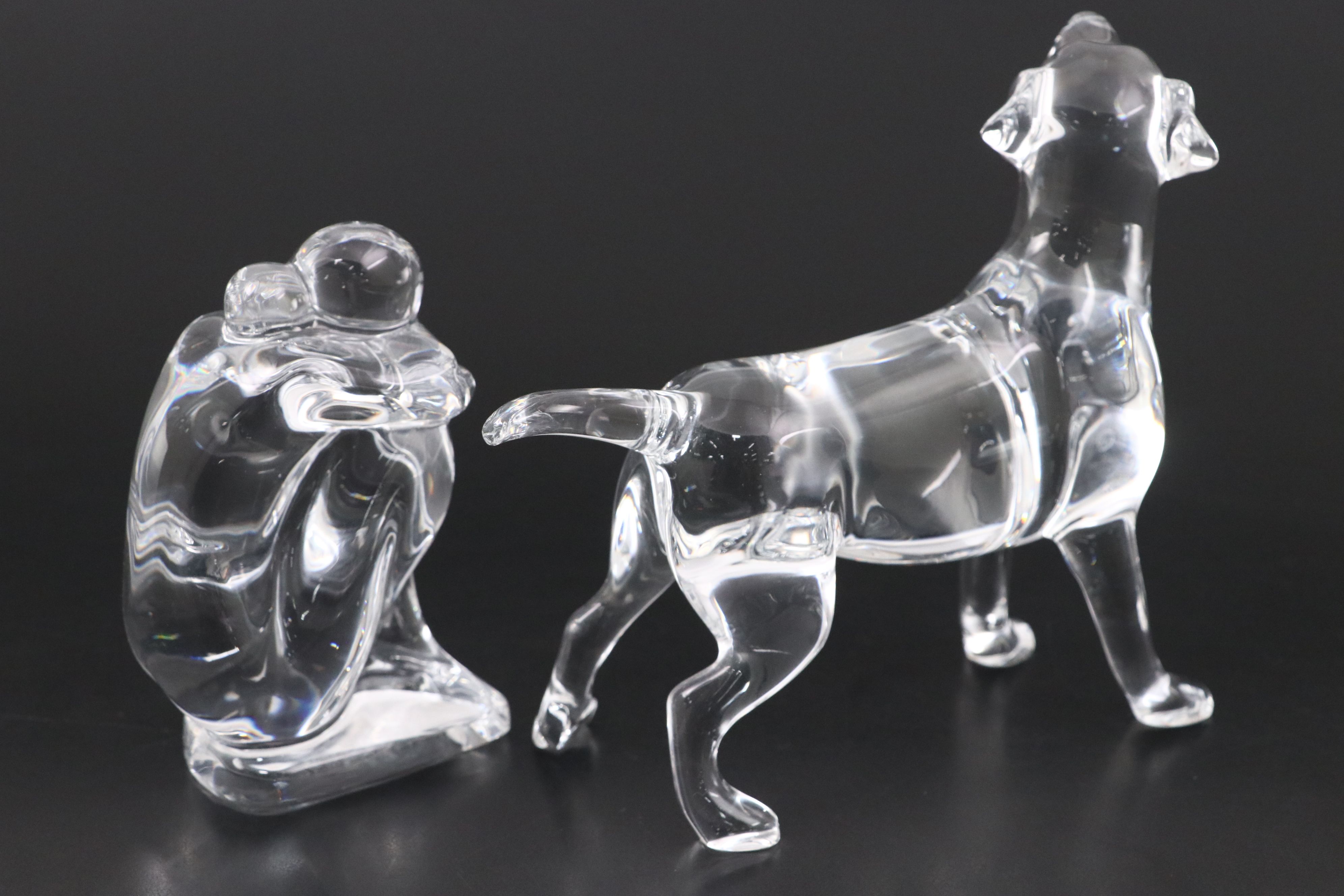 Robert Rigot for Baccarat "Dreamer" and "Labrador" Crystal Figurines