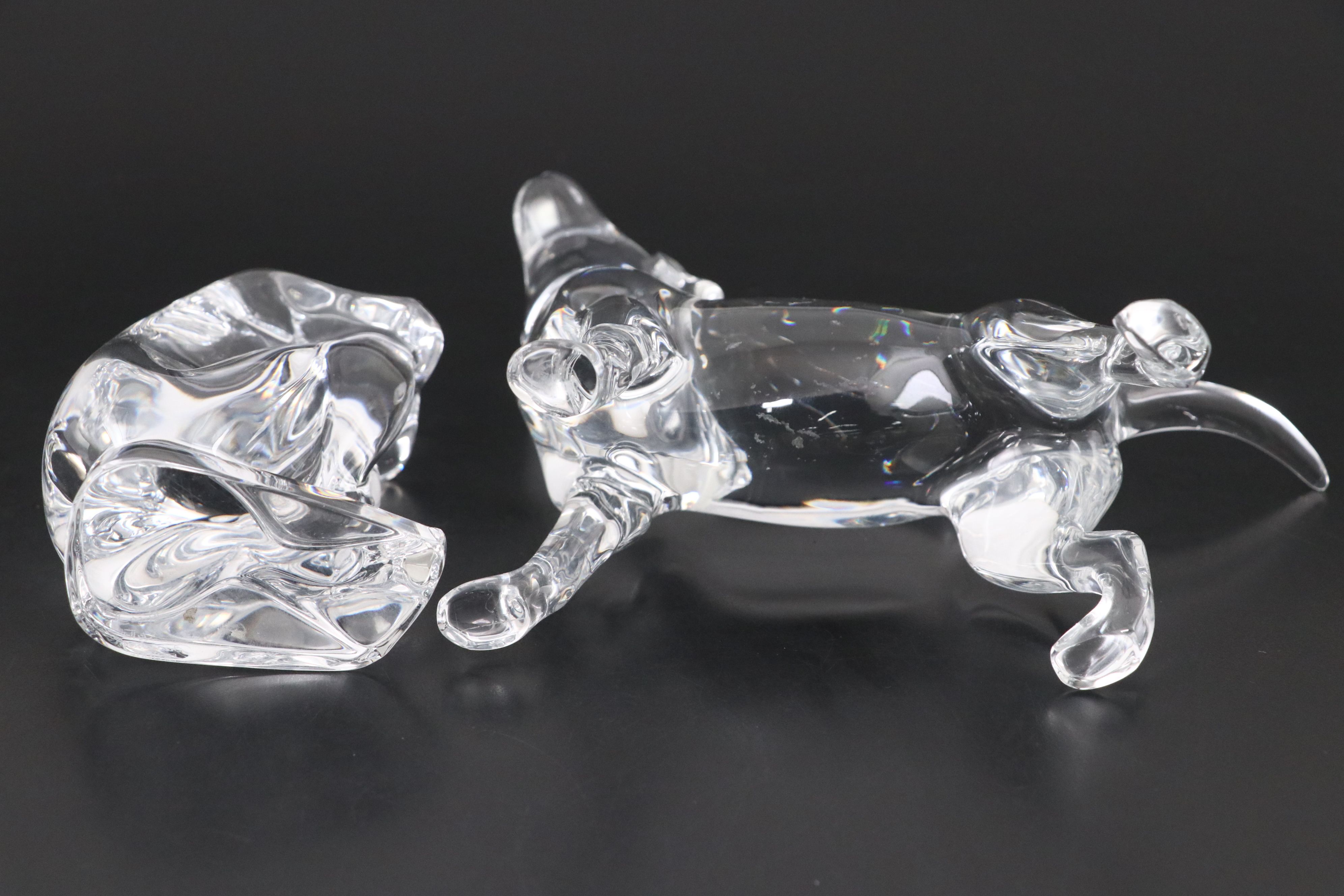 Robert Rigot for Baccarat "Dreamer" and "Labrador" Crystal Figurines