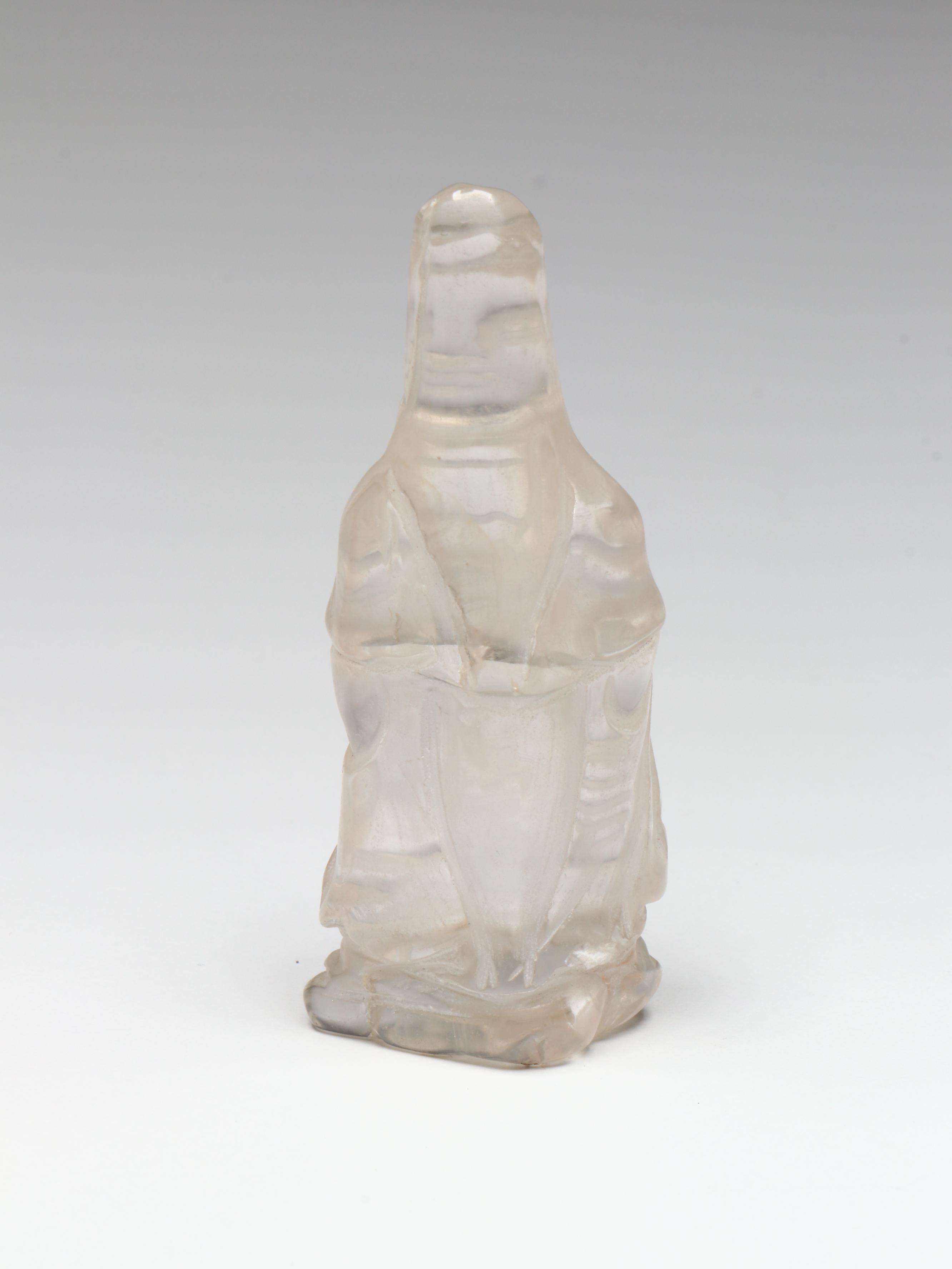 Carved Red Coral, Glass and Rock Crystal Guanyin and Animal Figures