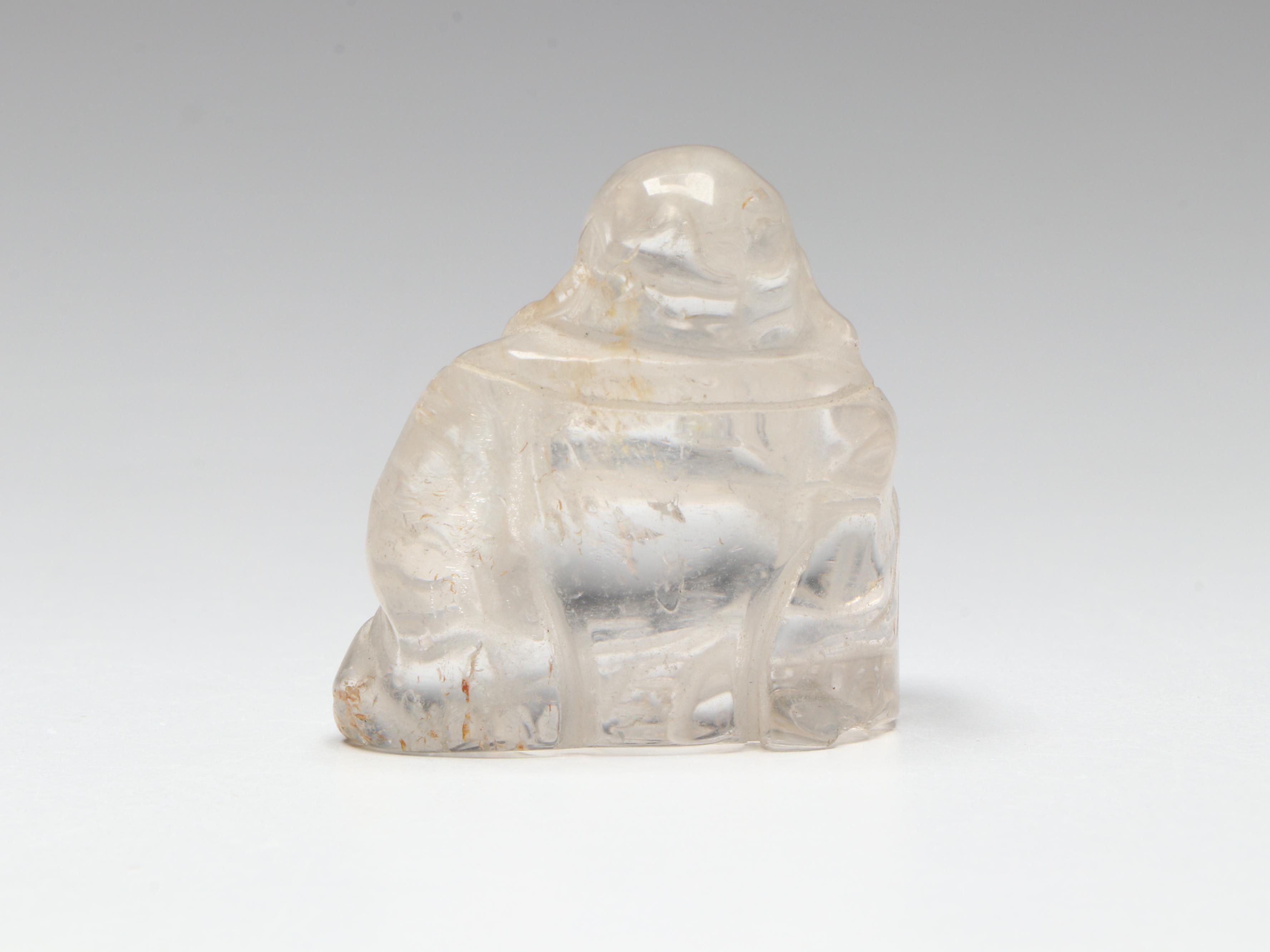 Carved Red Coral, Glass and Rock Crystal Guanyin and Animal Figures