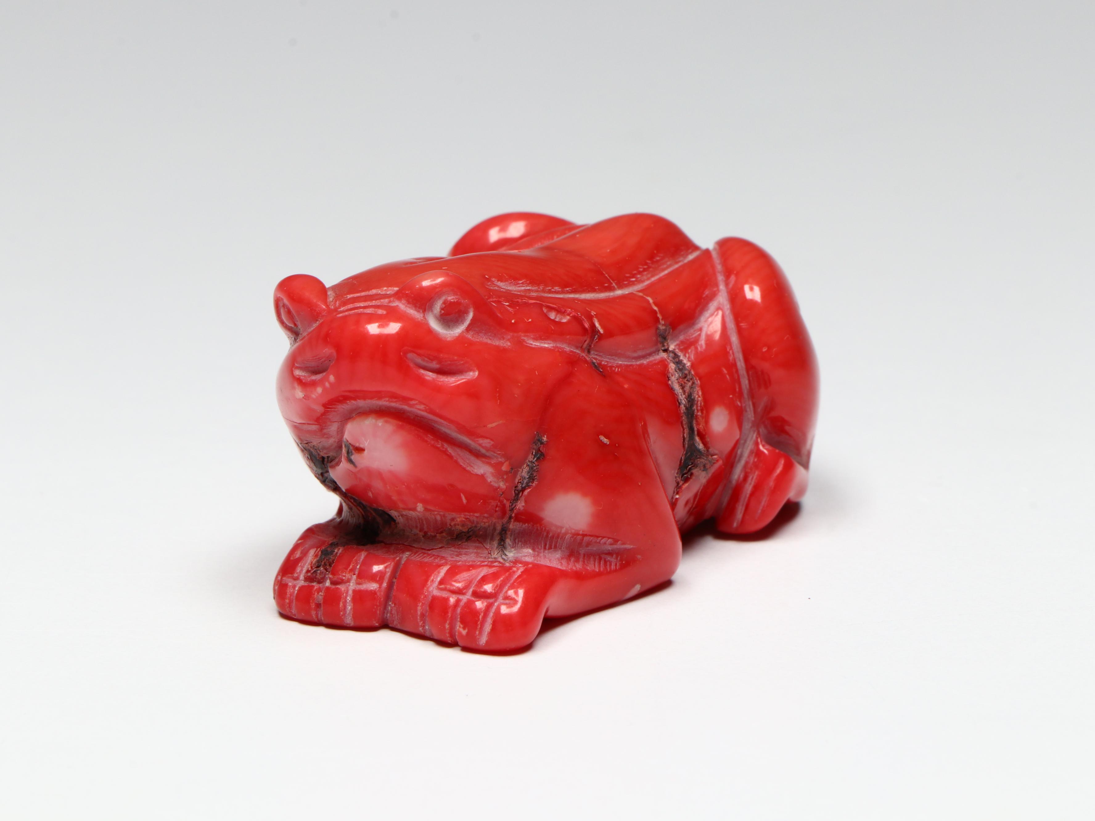 Carved Red Coral, Glass and Rock Crystal Guanyin and Animal Figures