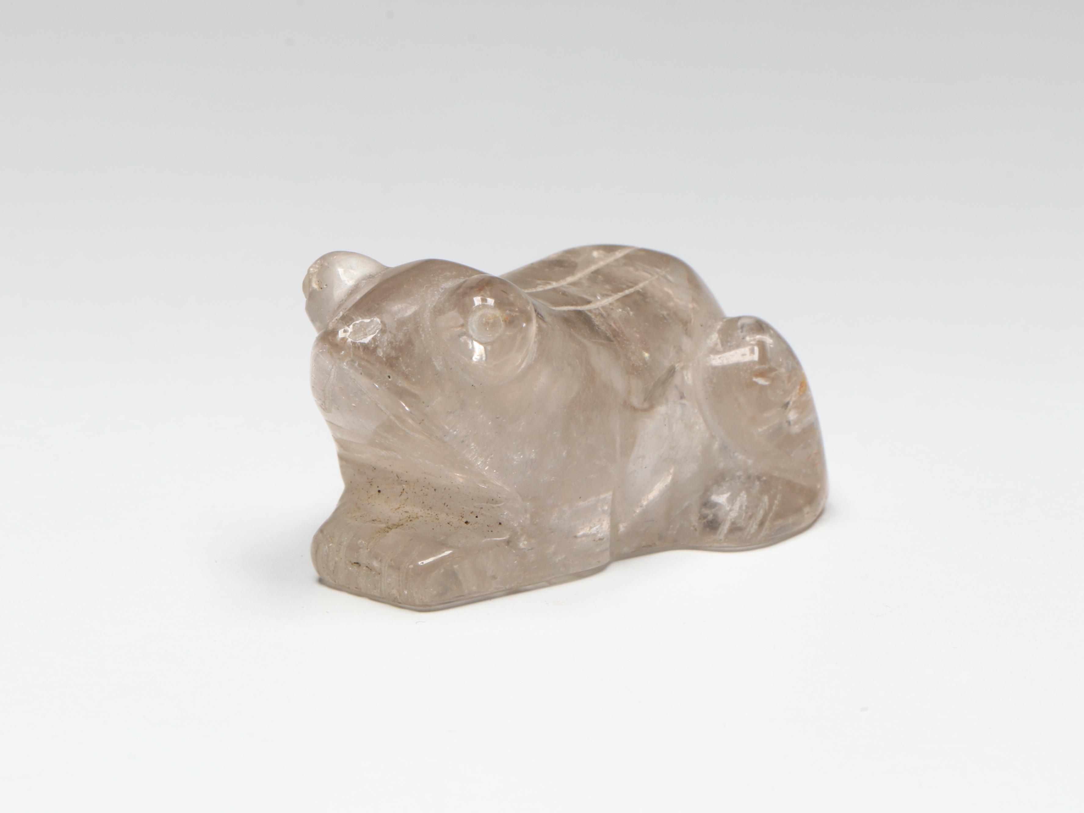 Carved Red Coral, Glass and Rock Crystal Guanyin and Animal Figures