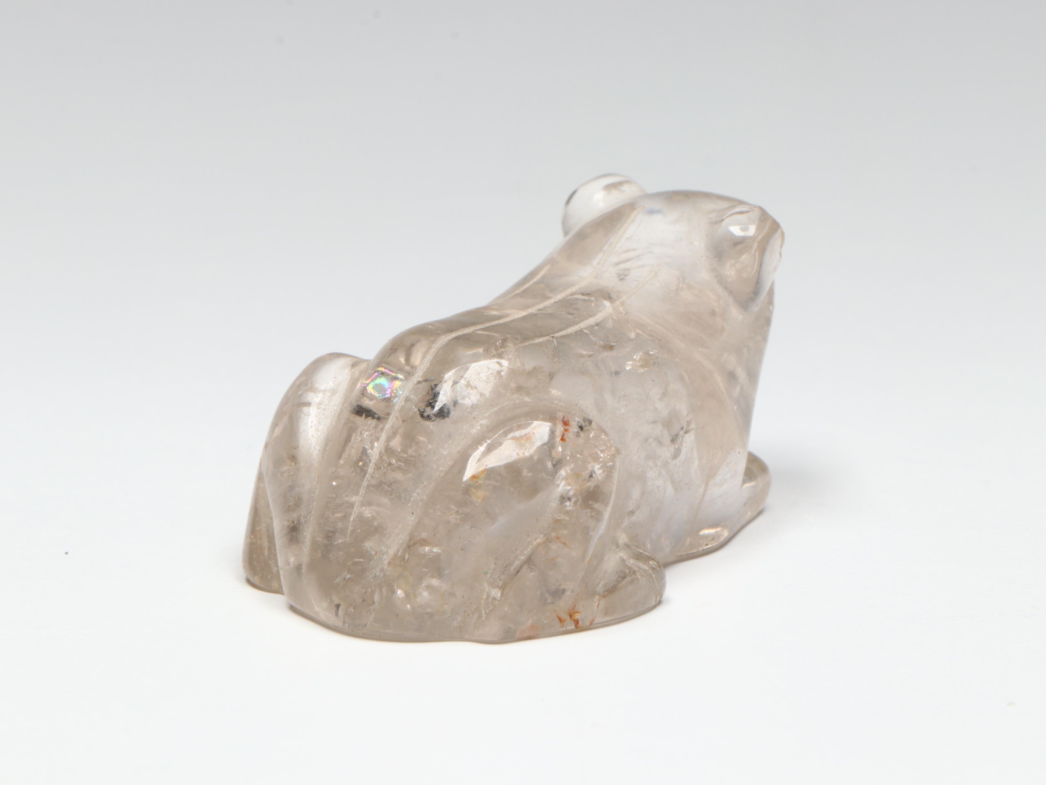 Carved Red Coral, Glass and Rock Crystal Guanyin and Animal Figures