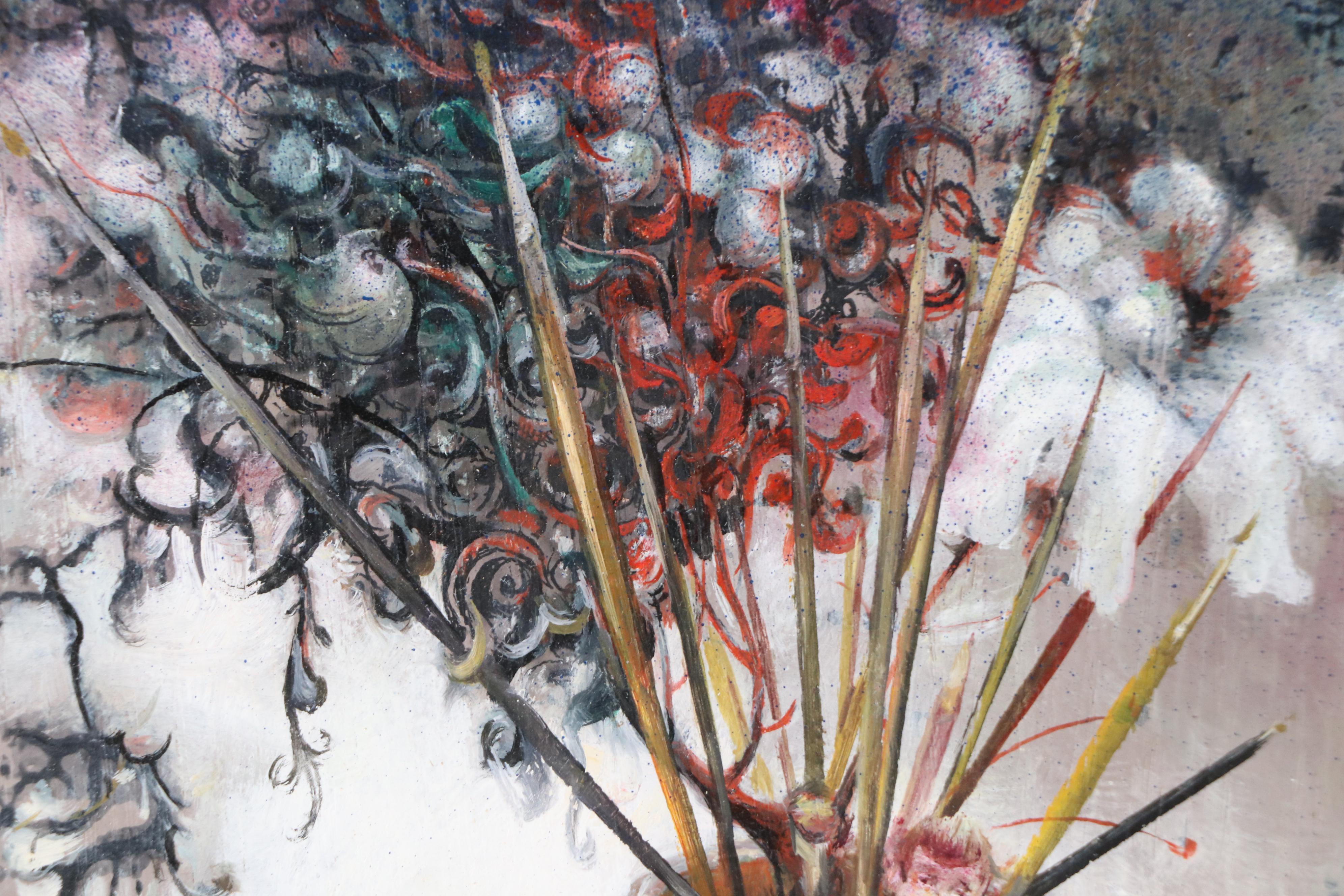 Vladimir Ryklin Still Life Oil Painting of Artist's Work Table with Brushes