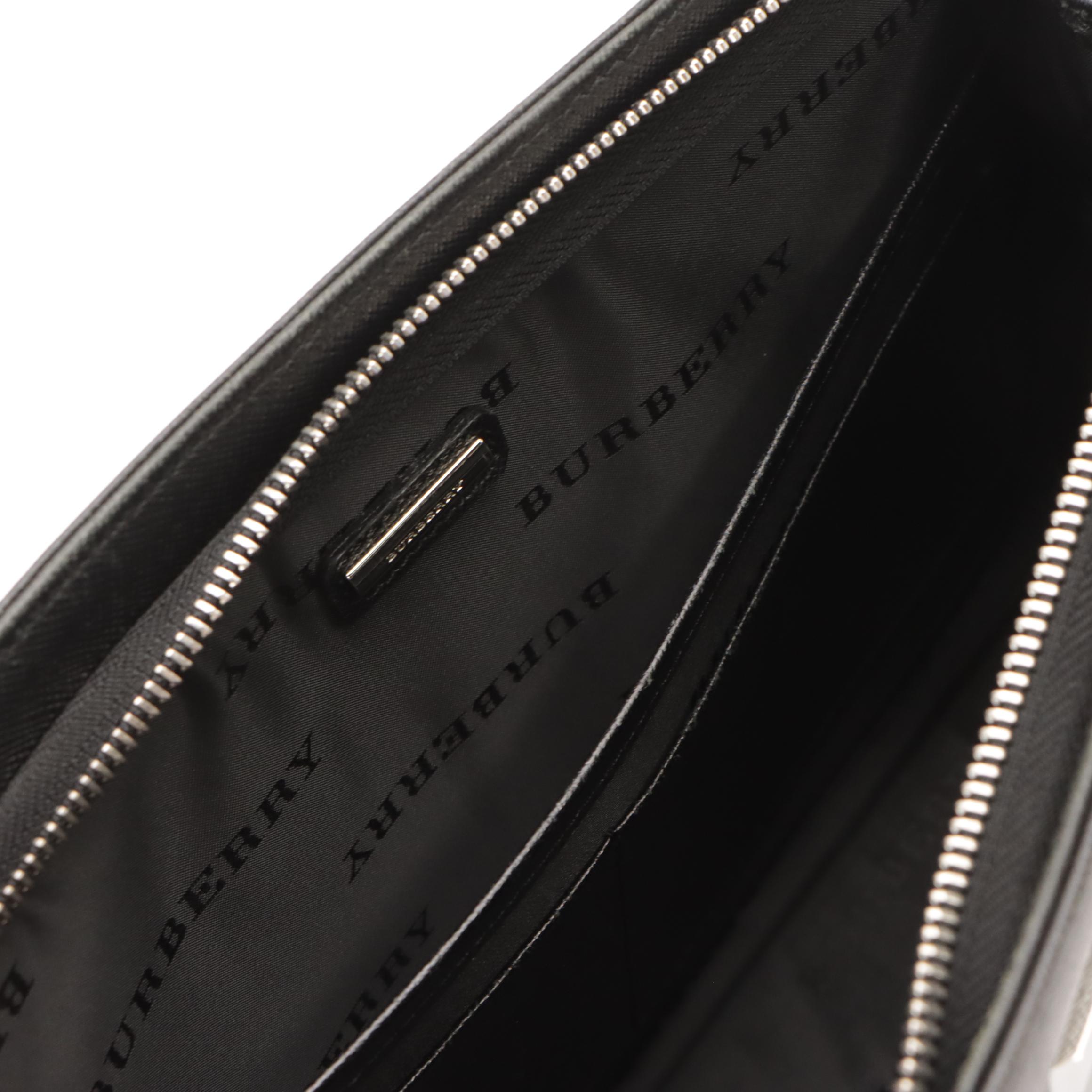 Burberry Black Saffiano Leather Zip Wristlet Clutch with Box