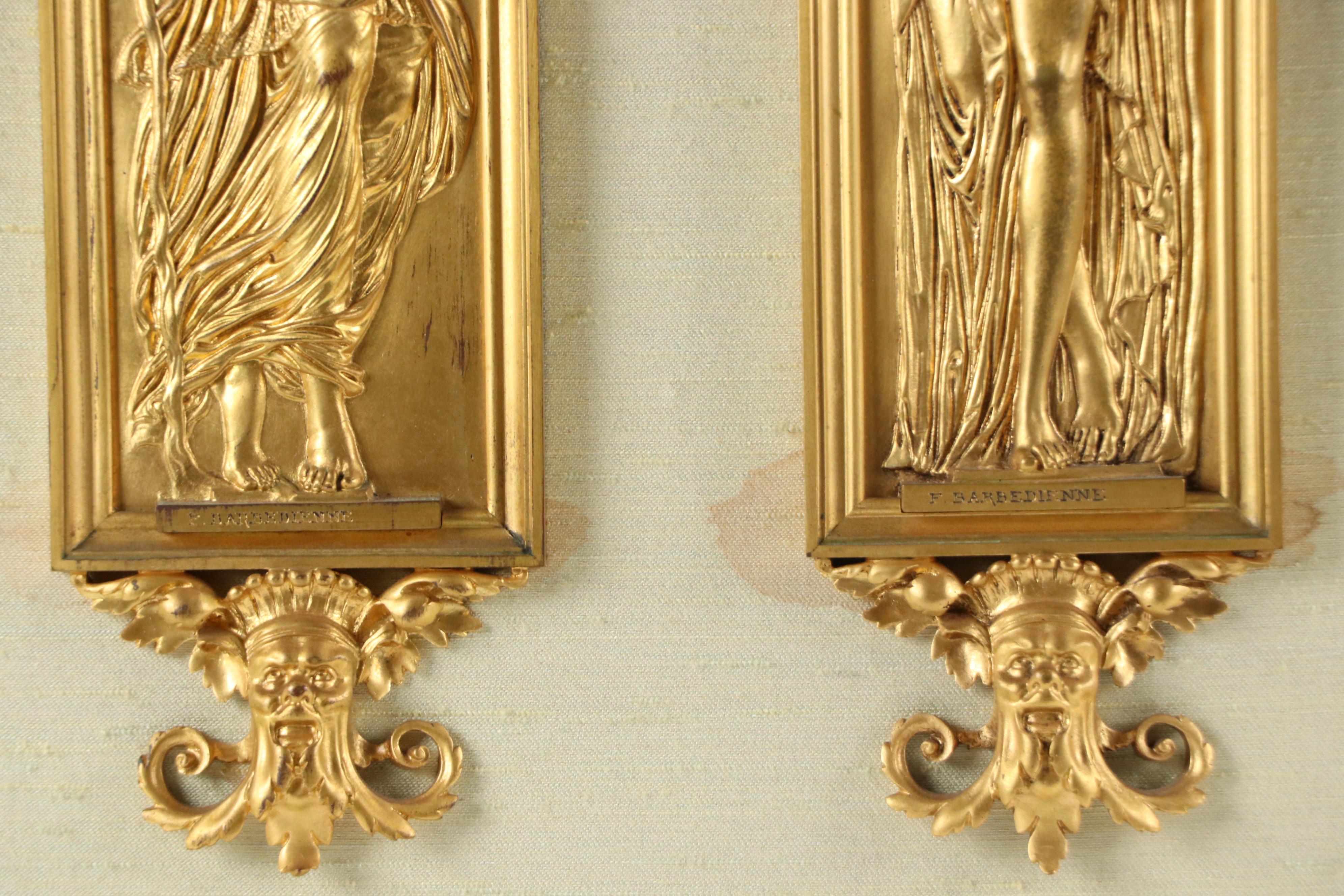 F. Barbedienne Ormolu Plaques After  "Les Nymphes de la Fontaine des Innocents"