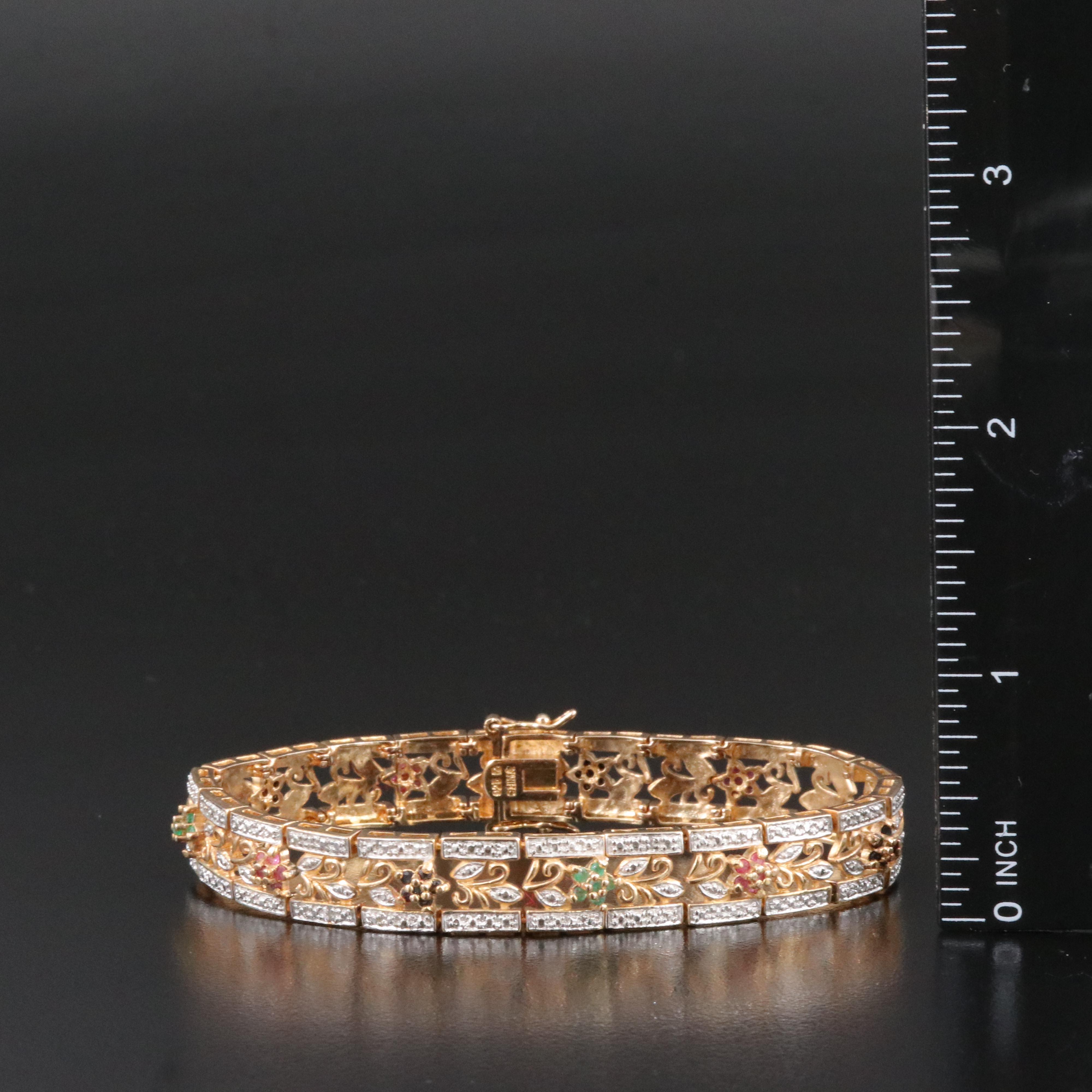 Sterling Ruby, Sapphire and Emerald Bracelets