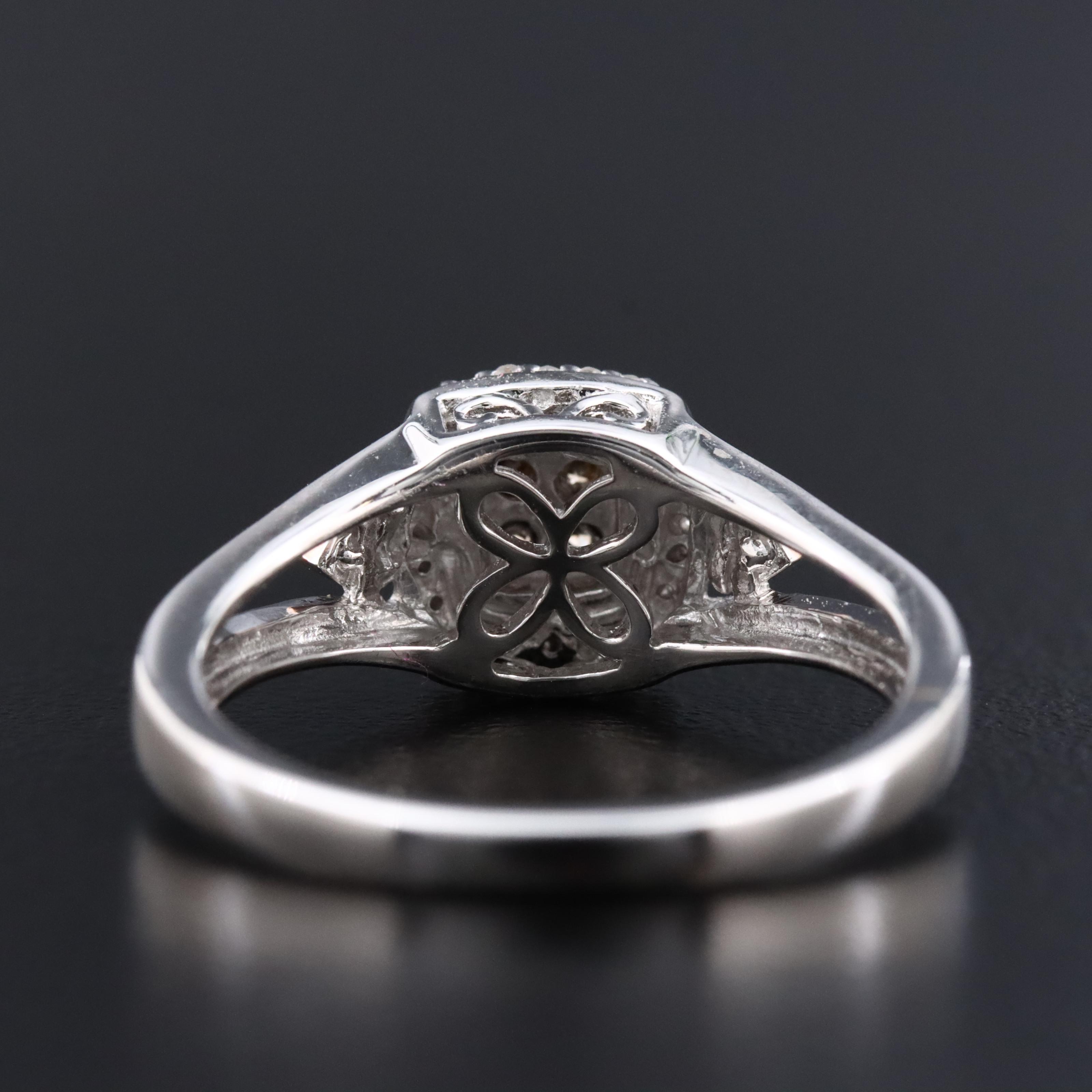 Sterling Diamond Halo Ring with Fancy Brown Diamonds and Split Shank