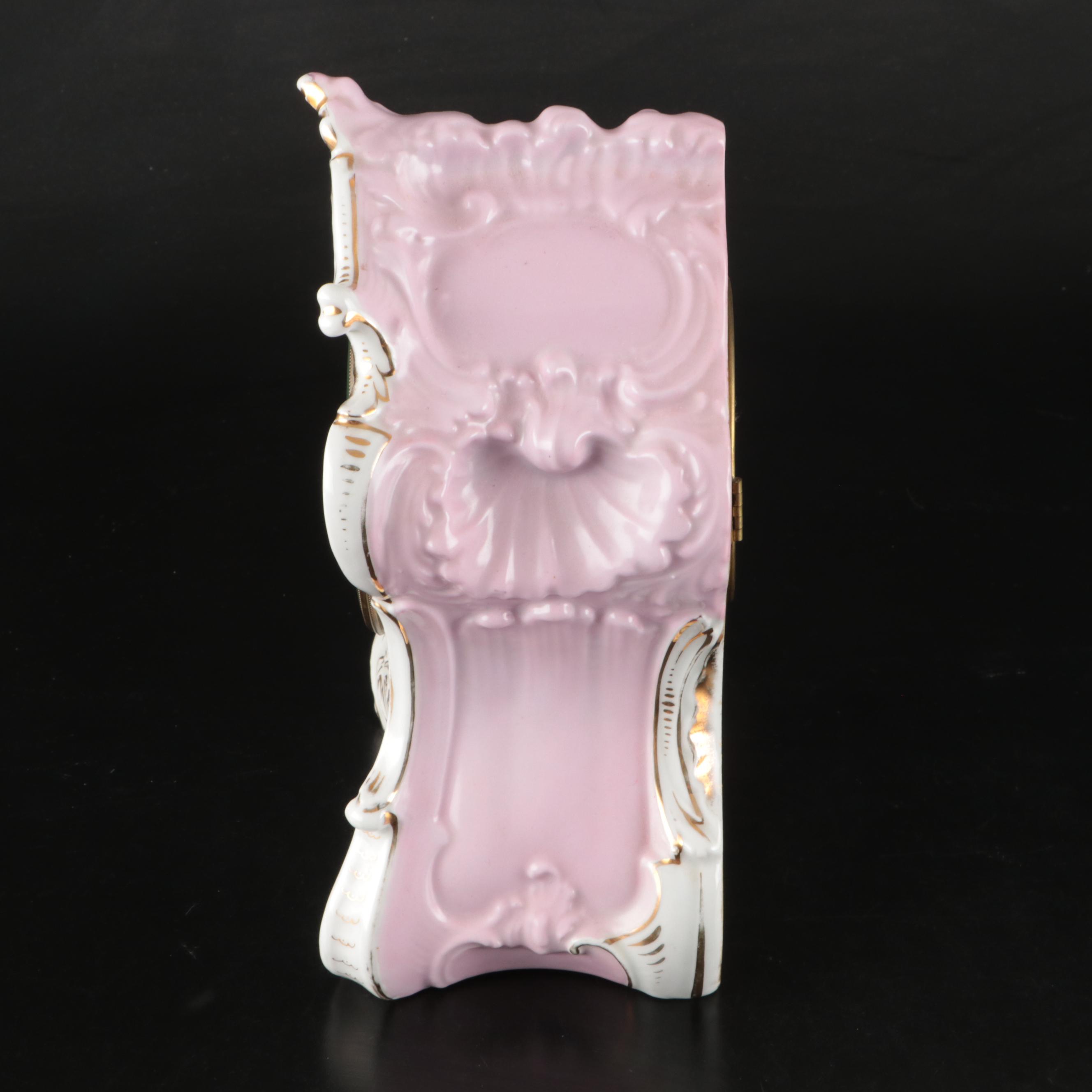 Rococo Style Ceramic Mantel Clock, Early to Mid-20th Century