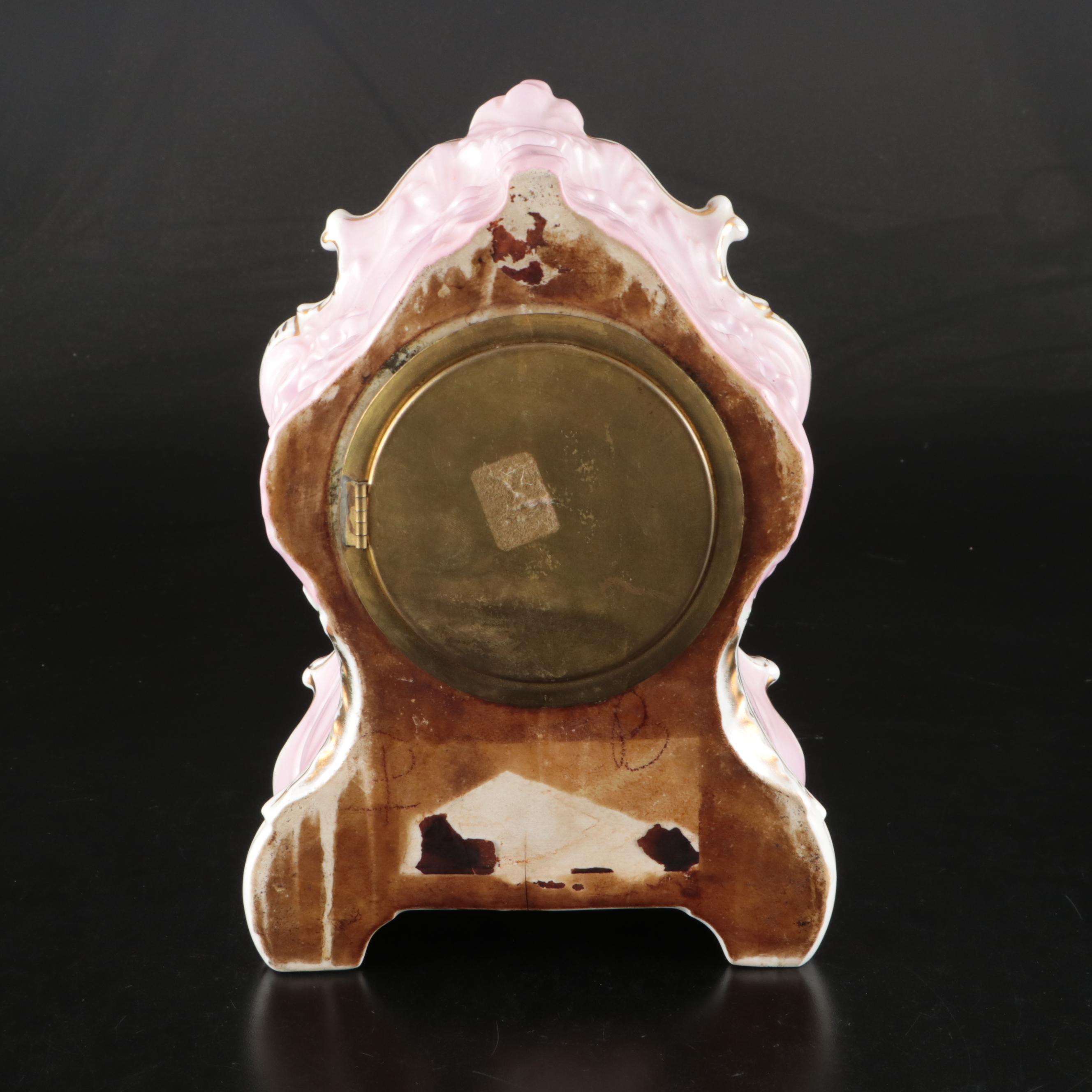 Rococo Style Ceramic Mantel Clock, Early to Mid-20th Century