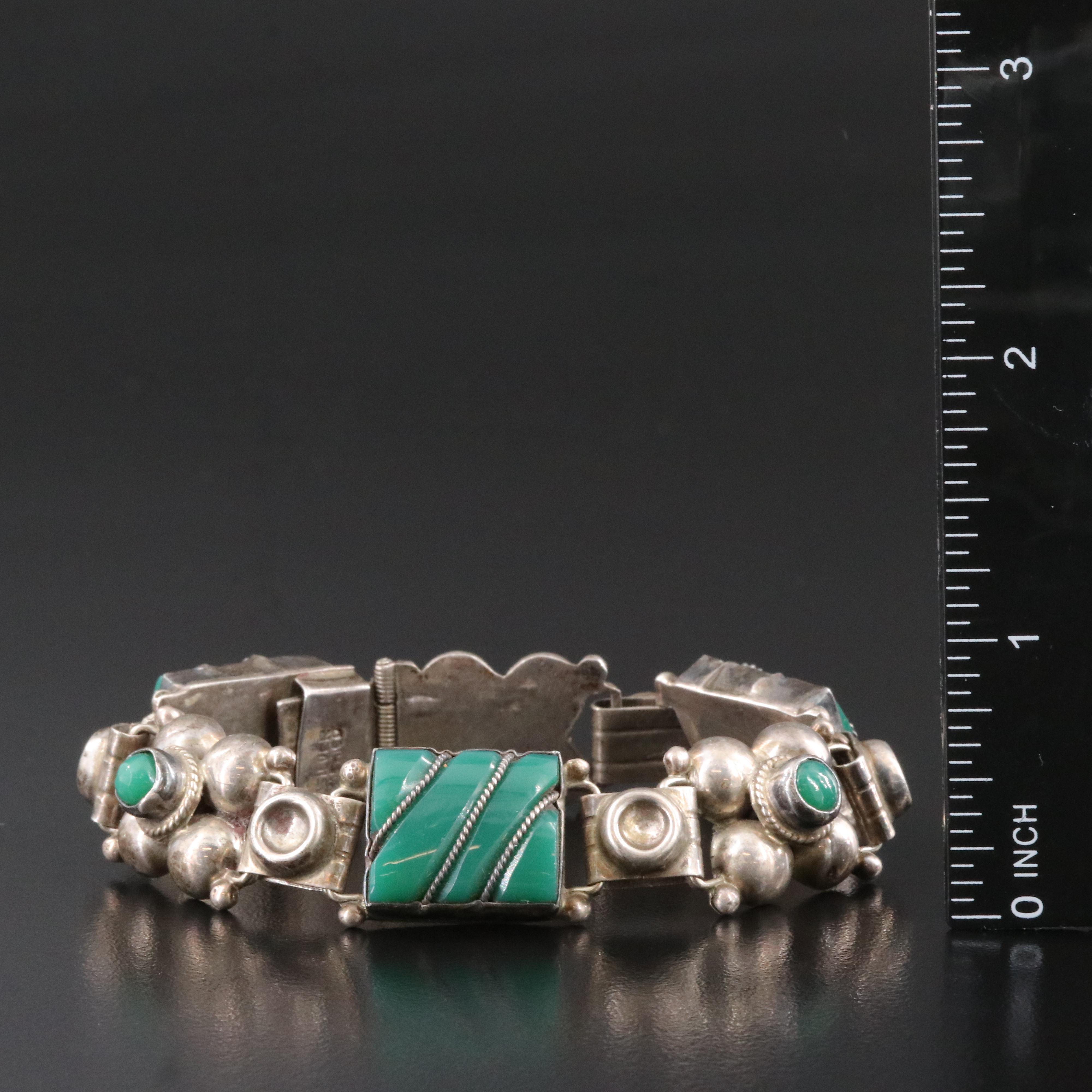 Mexican Sterling Glass Bracelet