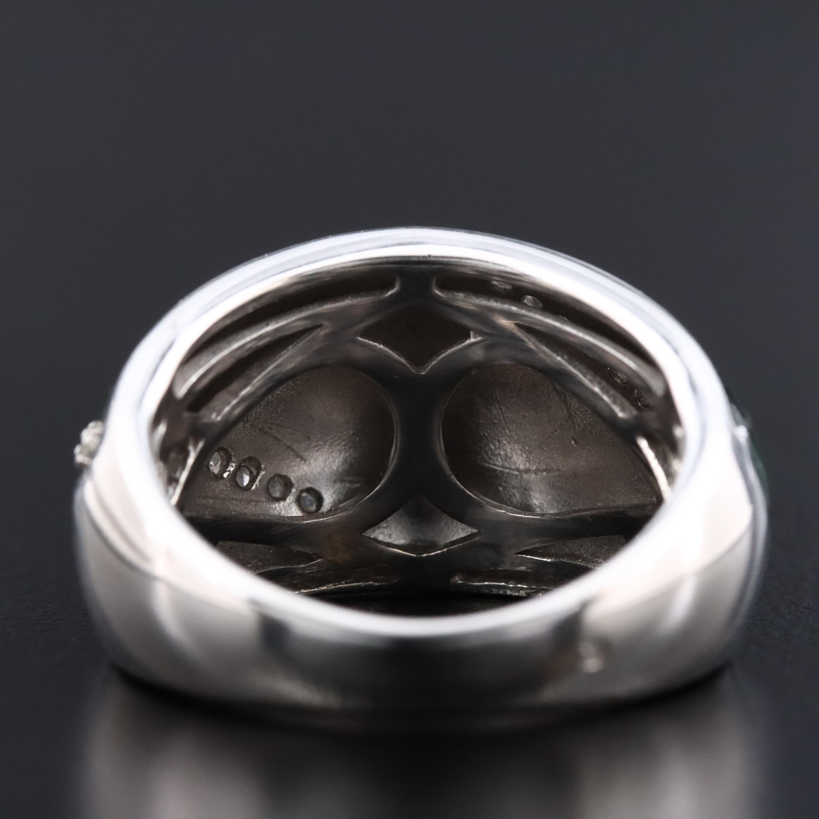 Sterling Enamel and Diamond Lattice Ring