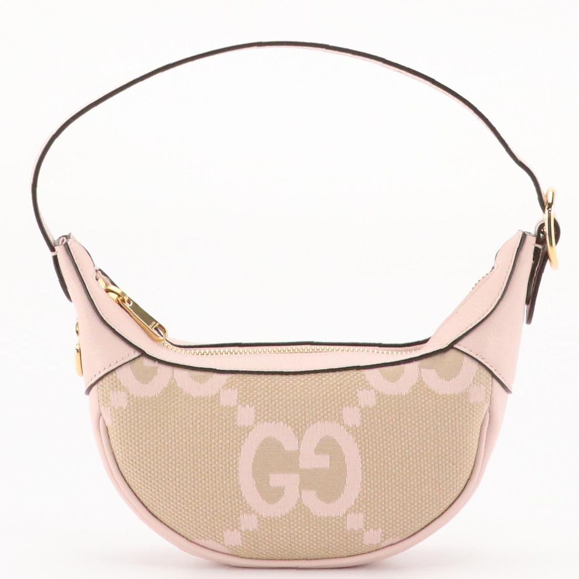 Gucci Mini Ophidia Bag in Jumbo GG Canvas and Baby Pink Leather Trim, With Box