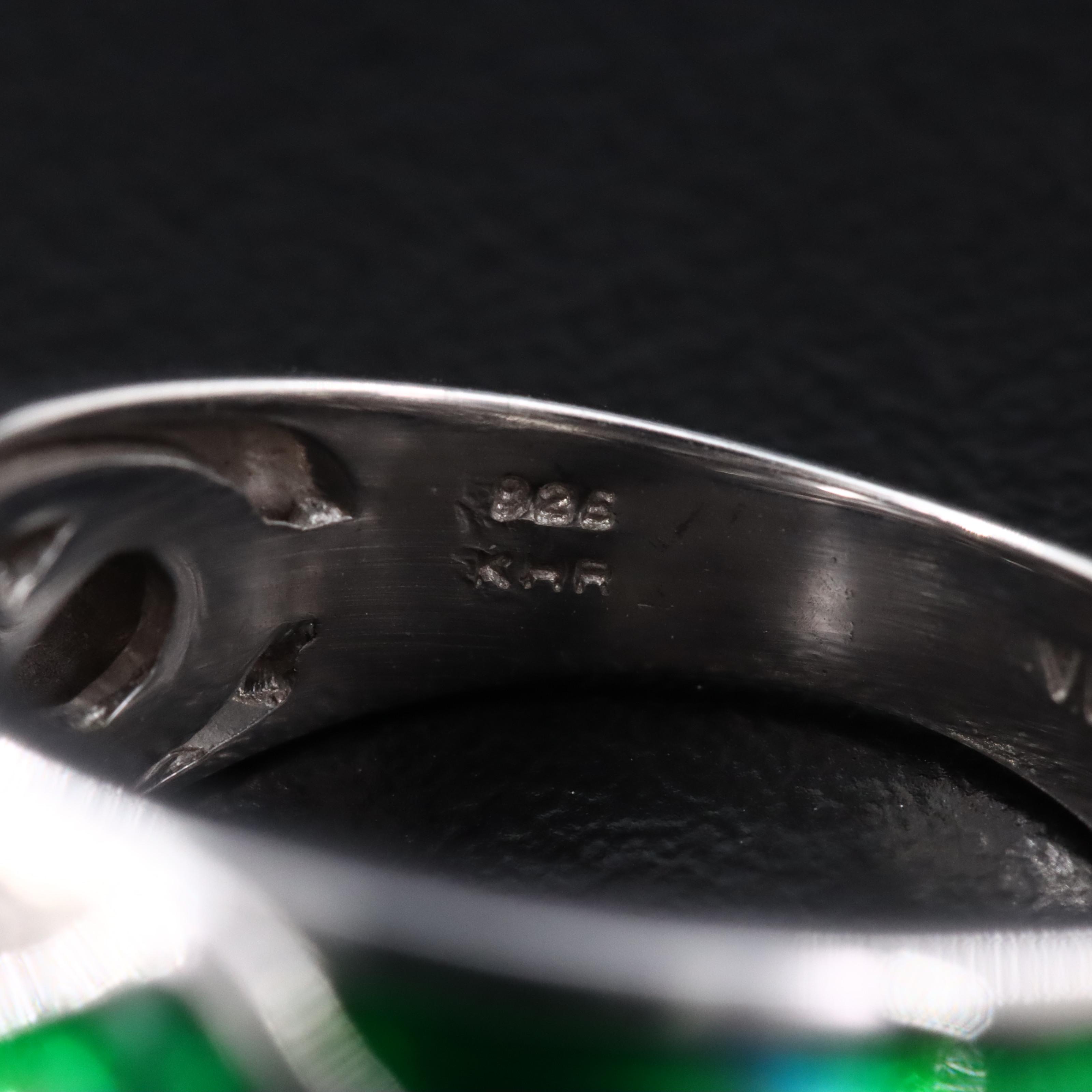 Sterling Enamel and Diamond Lattice Ring