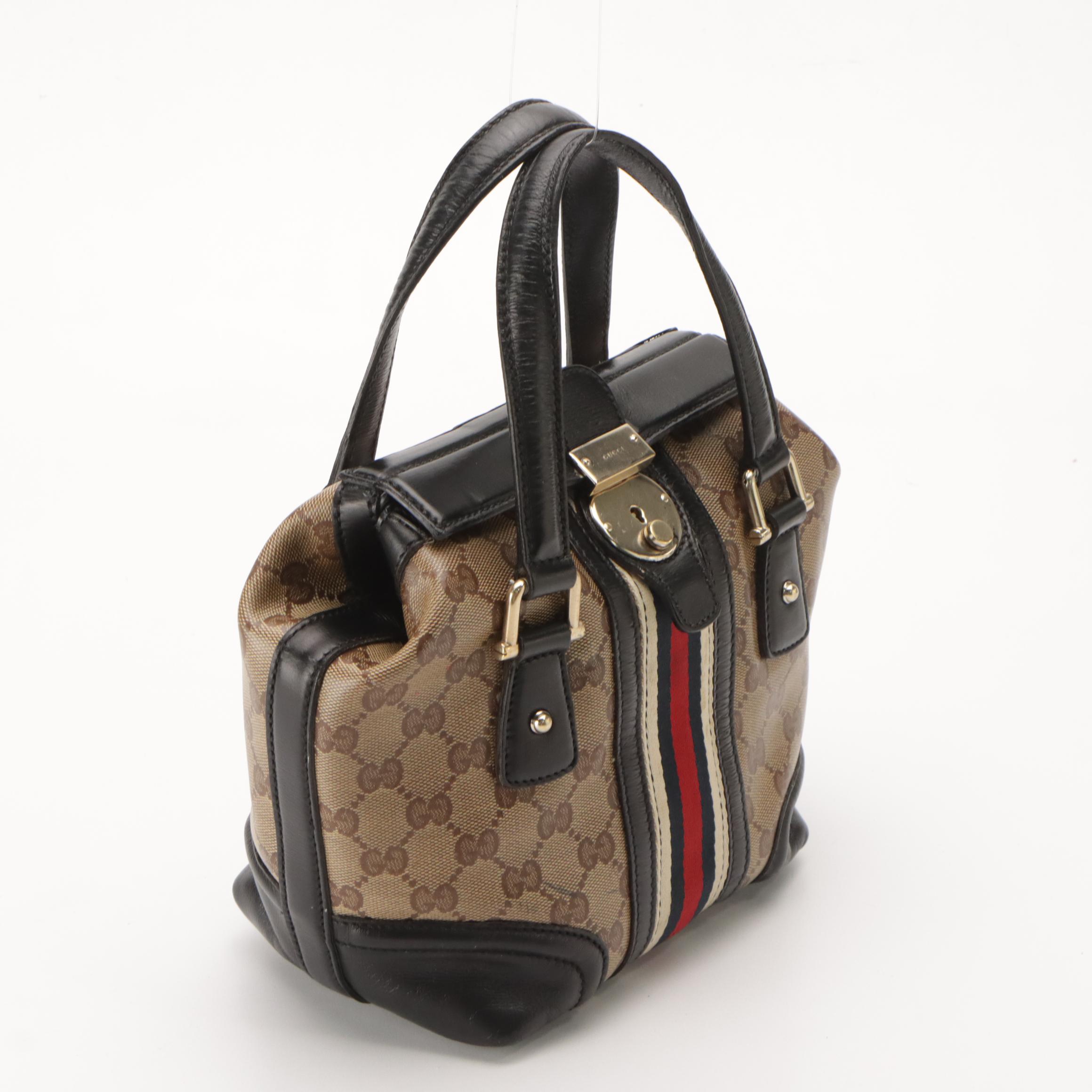 Gucci GG Supreme Canvas, Web Stripe, and Leather Small Doctors Bag