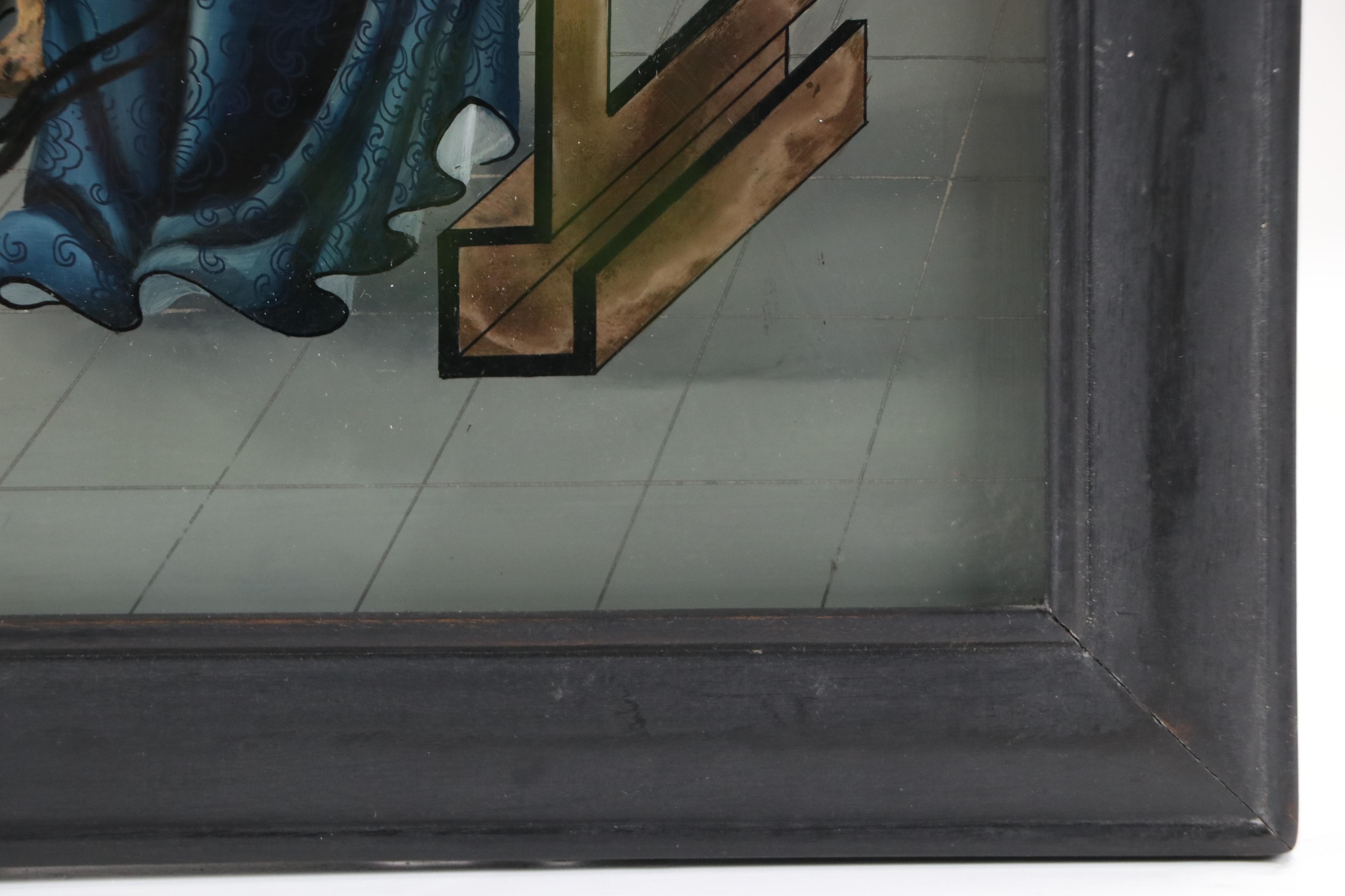 Chinese School Reverse Glass Painting of Three Women, Mid-20th Century