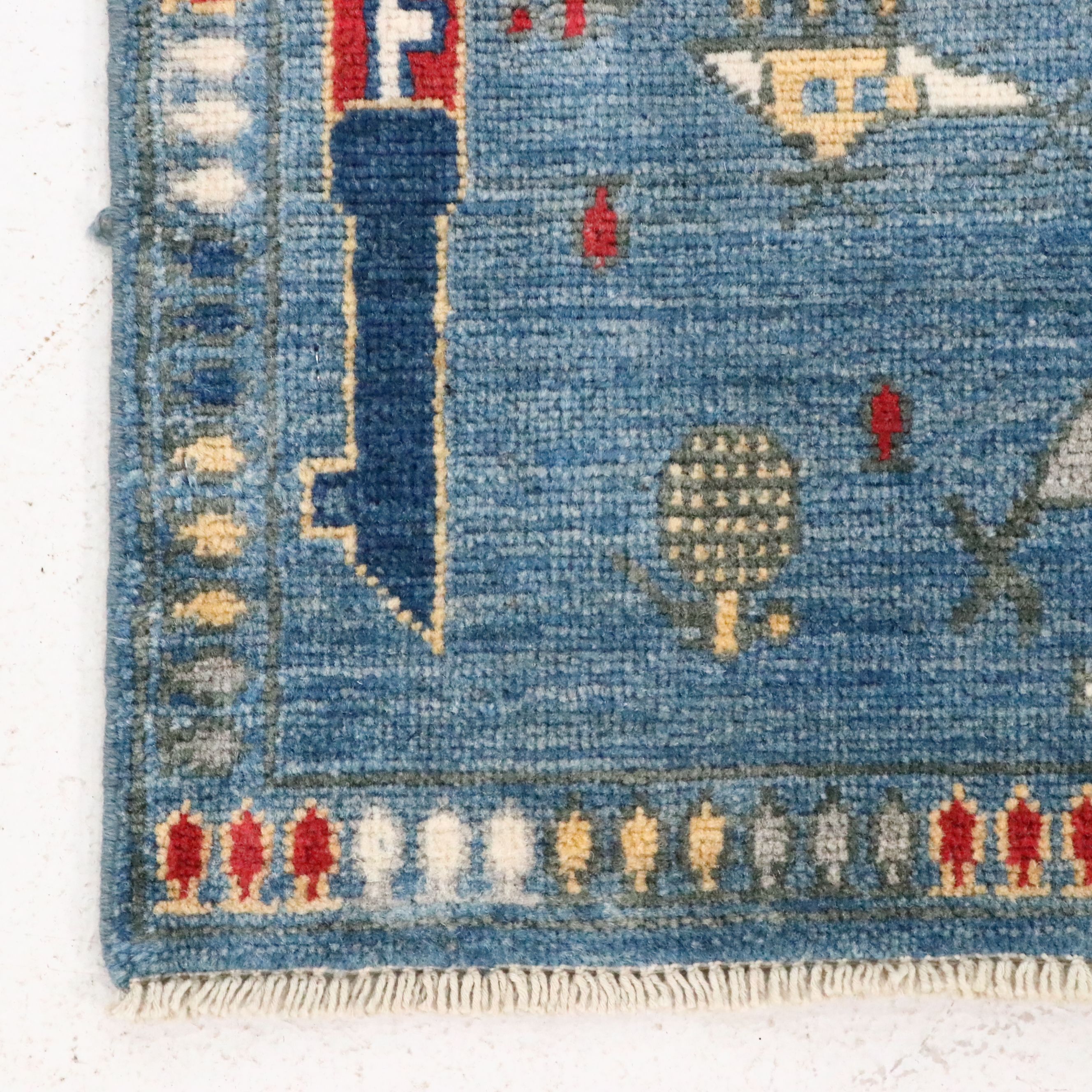 2'8 x 6'7 Hand-Knotted Afghan War Rug Pictorial Long Rug