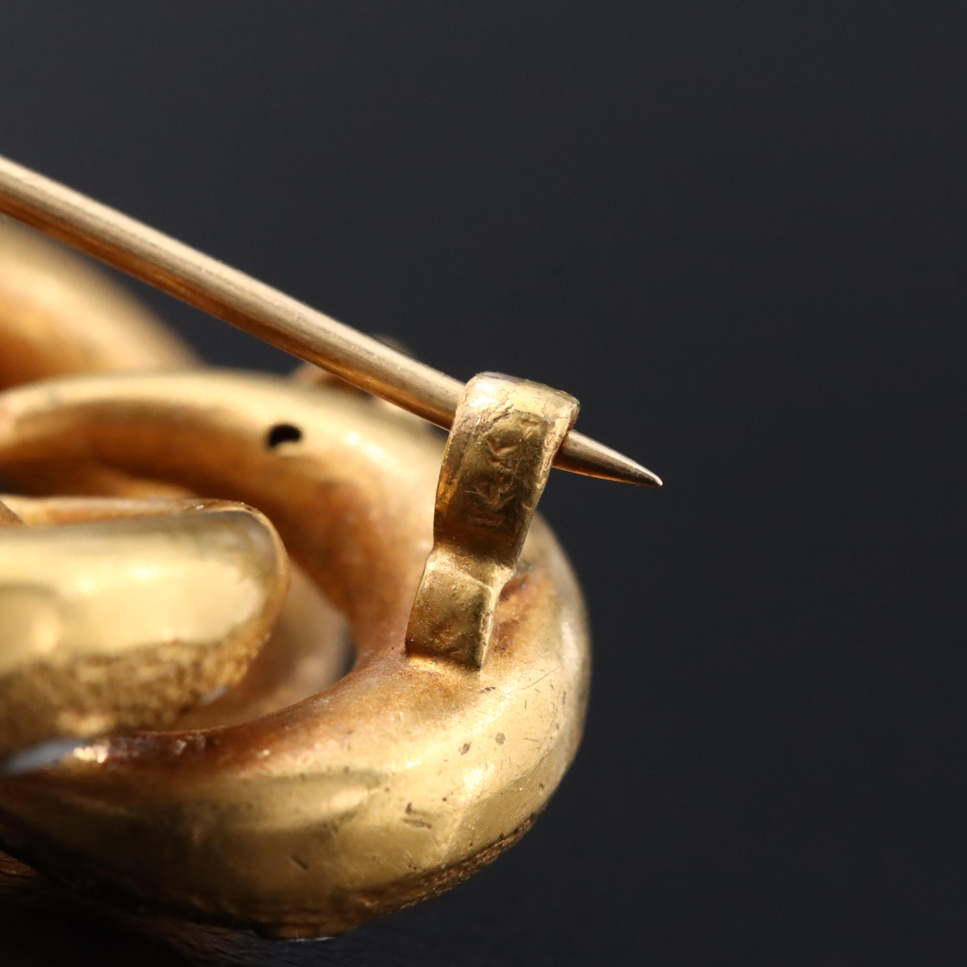 Early 1900s 14K Enamel Floral Love Knot Brooch