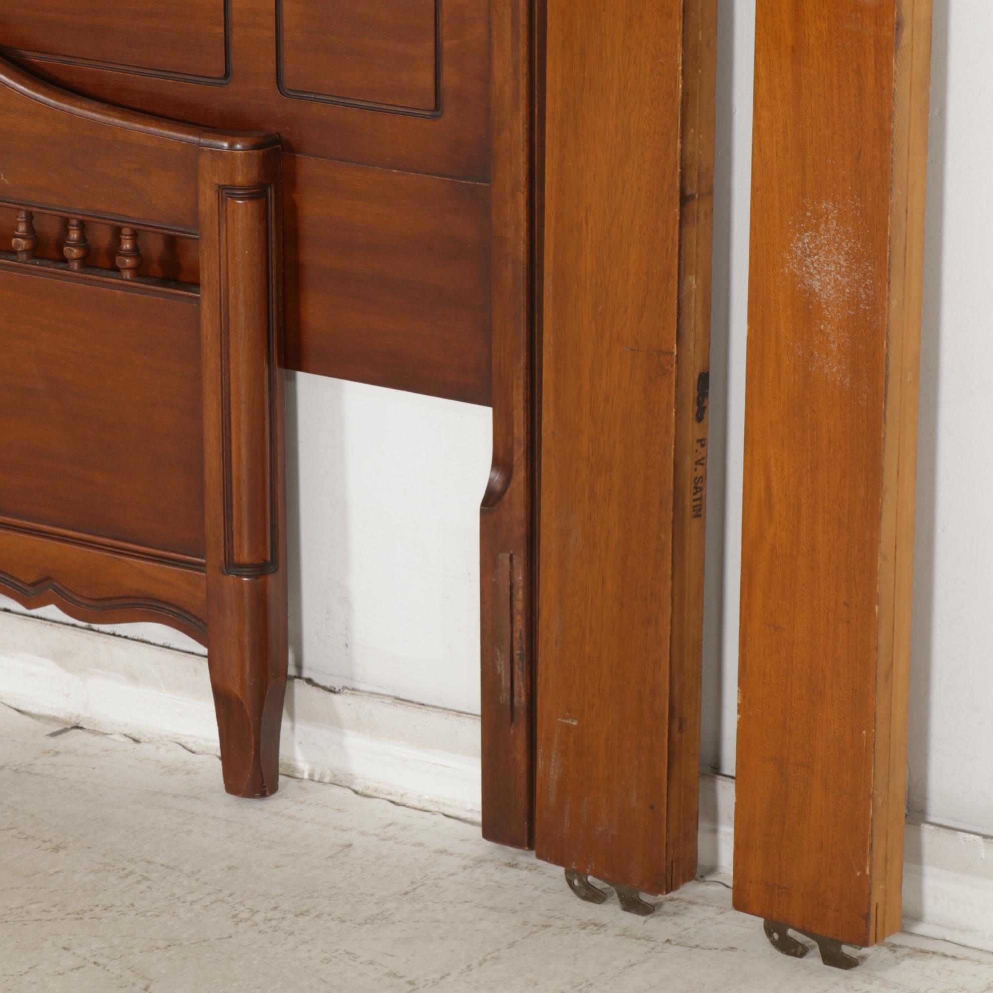 French Provincial Style Walnut Twin Bed Frame, Mid-20th Century