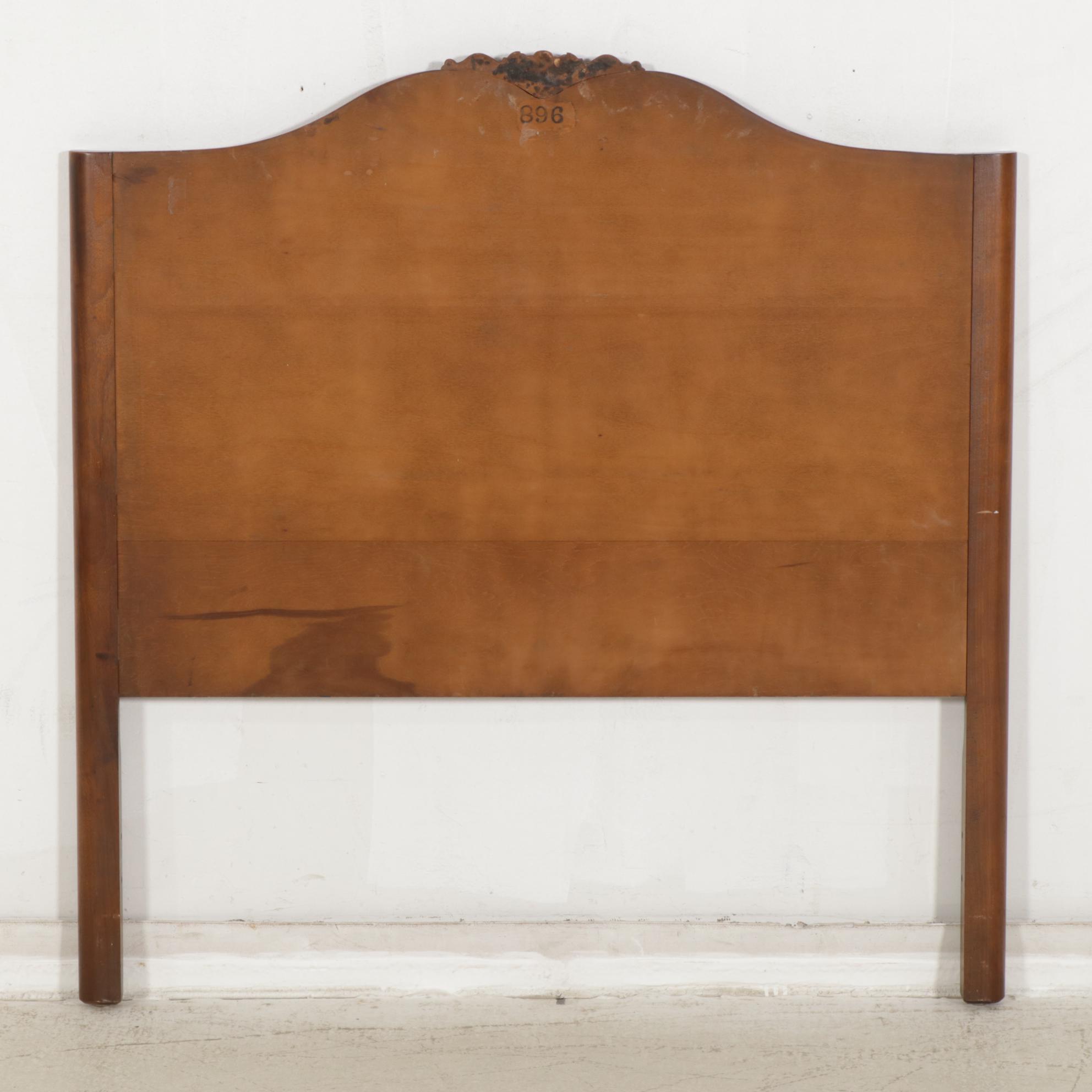 French Provincial Style Walnut Twin Bed Frame, Mid-20th Century
