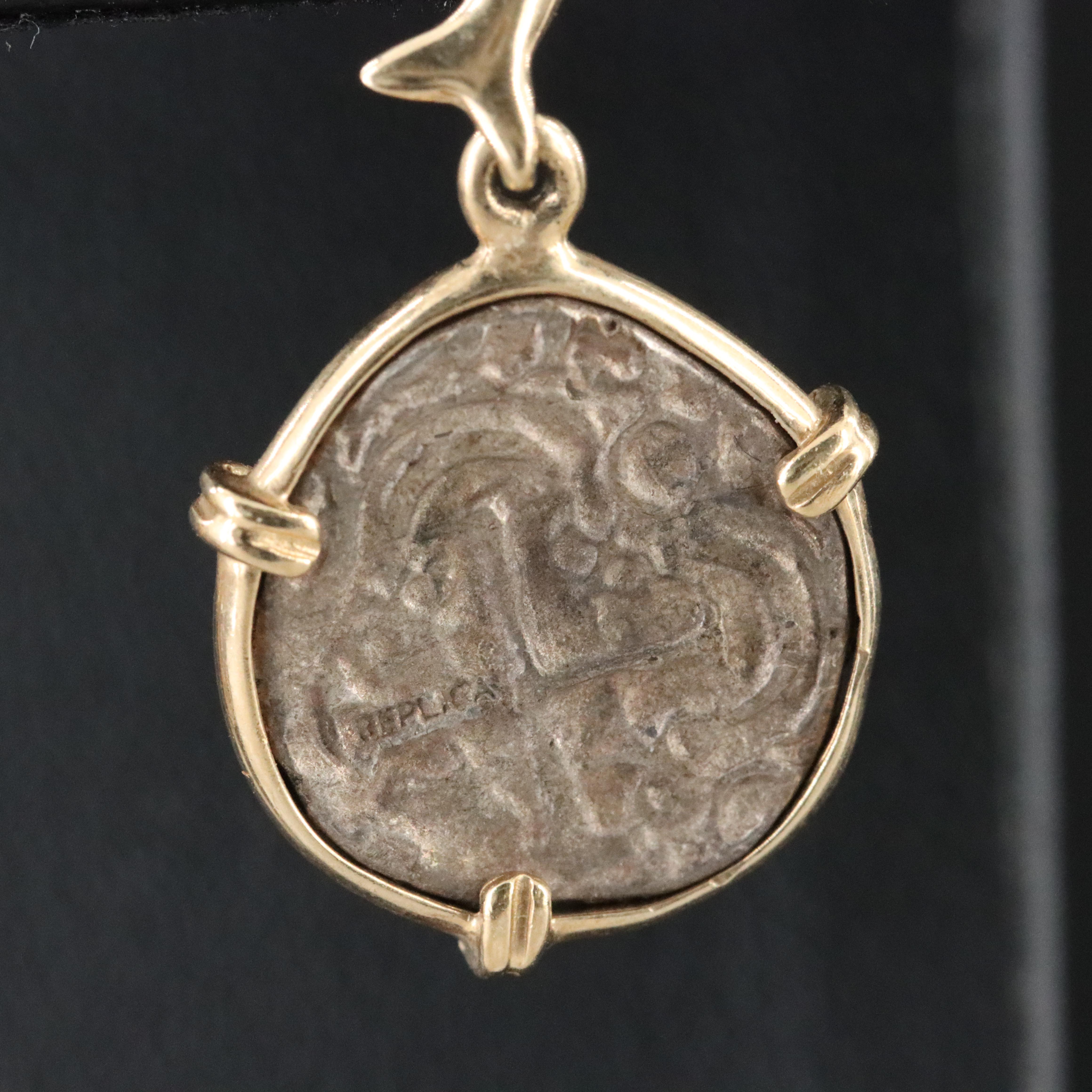 14K and Sterling Dolphin and Replica Shipwreck Coin Earrings