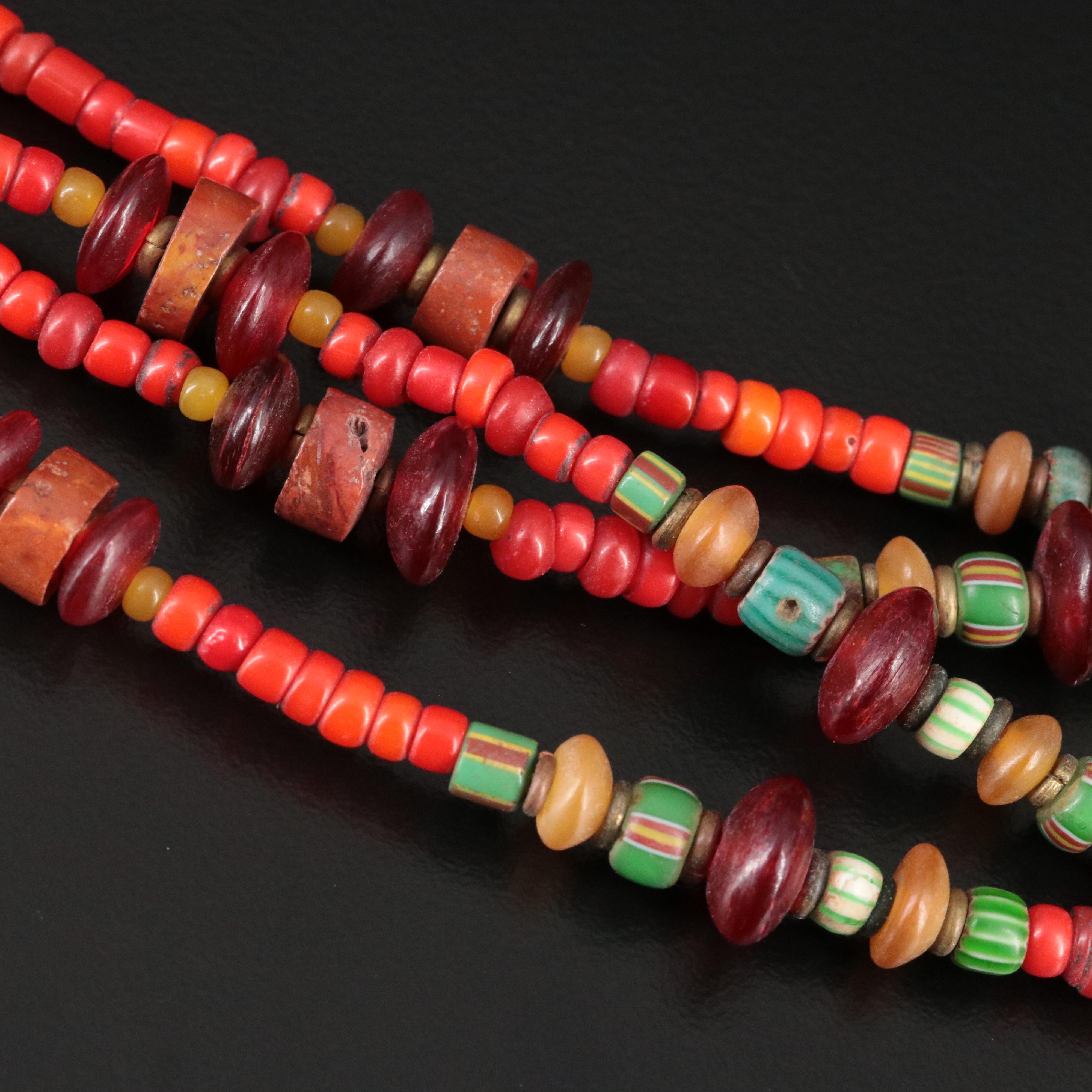 Southwestern Gemstone Bead Necklace with Fetishes and Trade Bead Accents