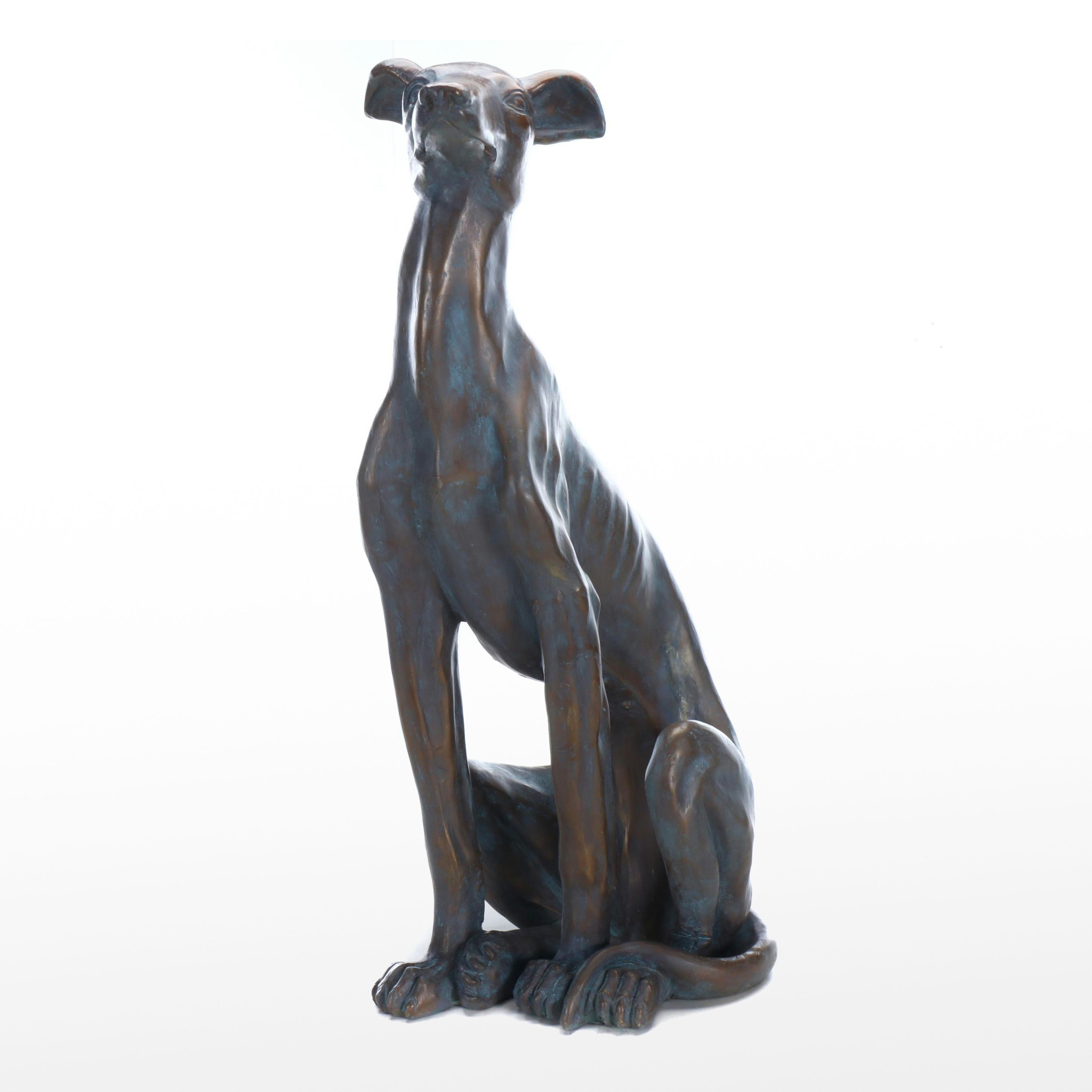 Bronze Finish Large Greyhound Sculpture