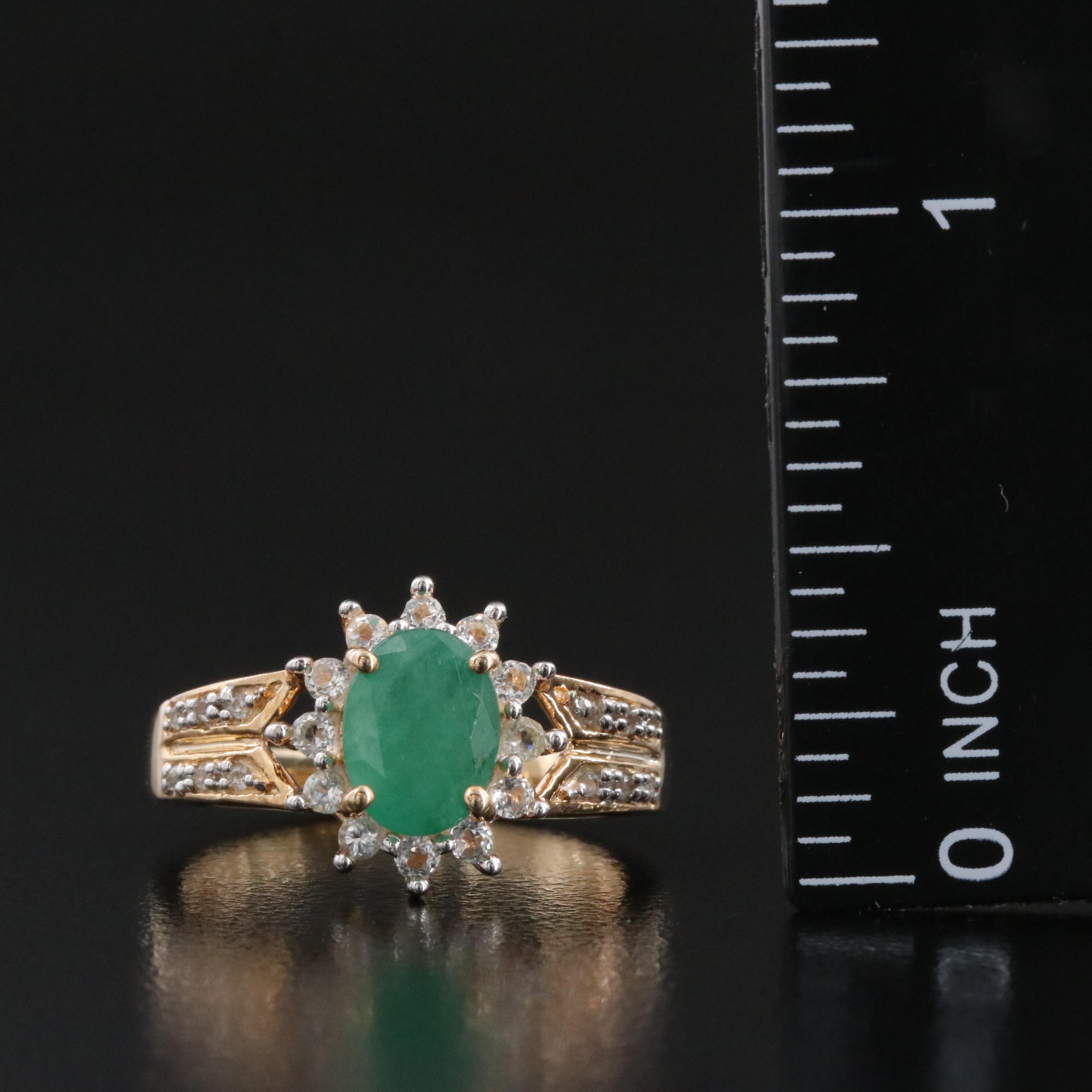 Sterling Emerald and White Topaz Ring