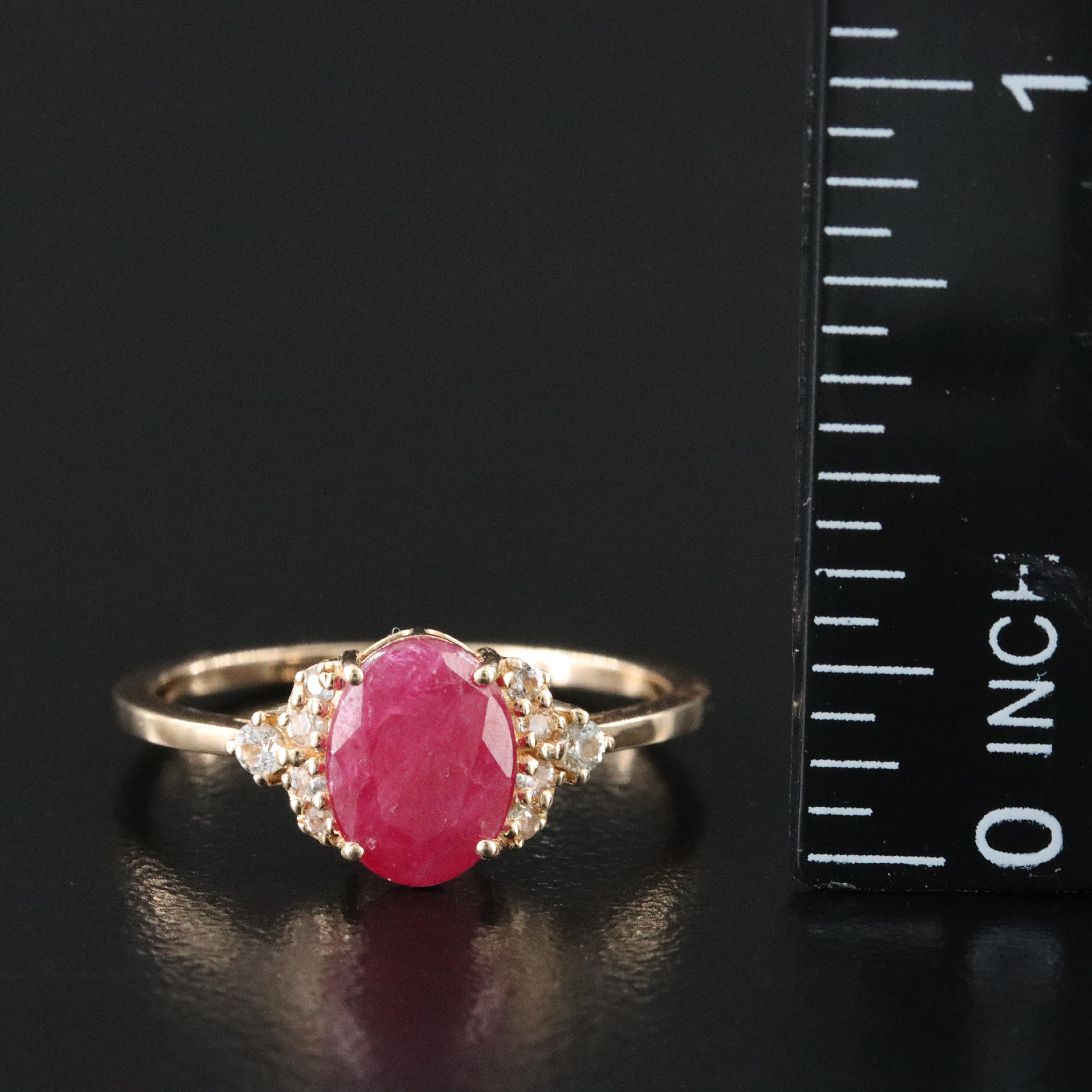 14K Filled Corundum and White Sapphire Ring
