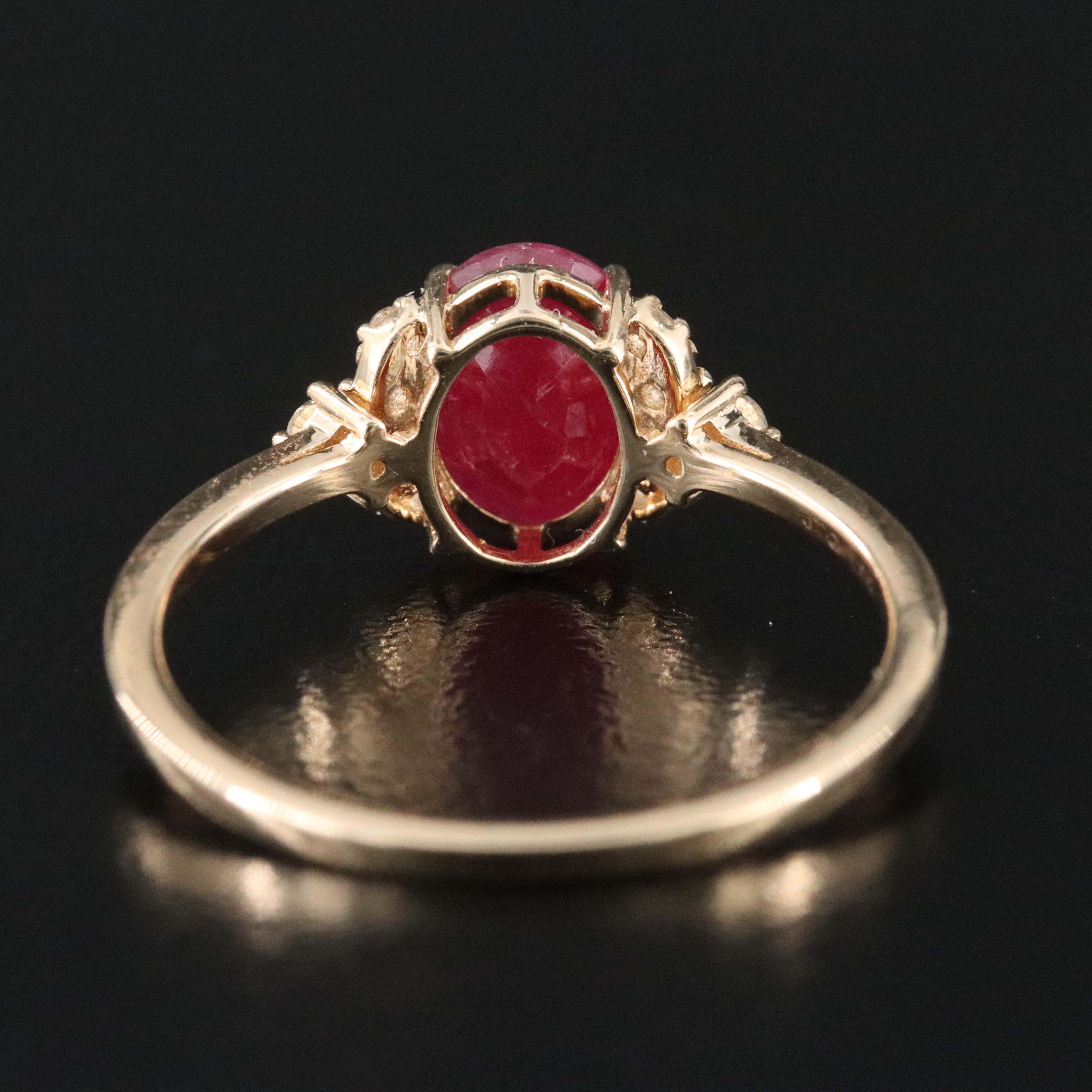 14K Filled Corundum and White Sapphire Ring