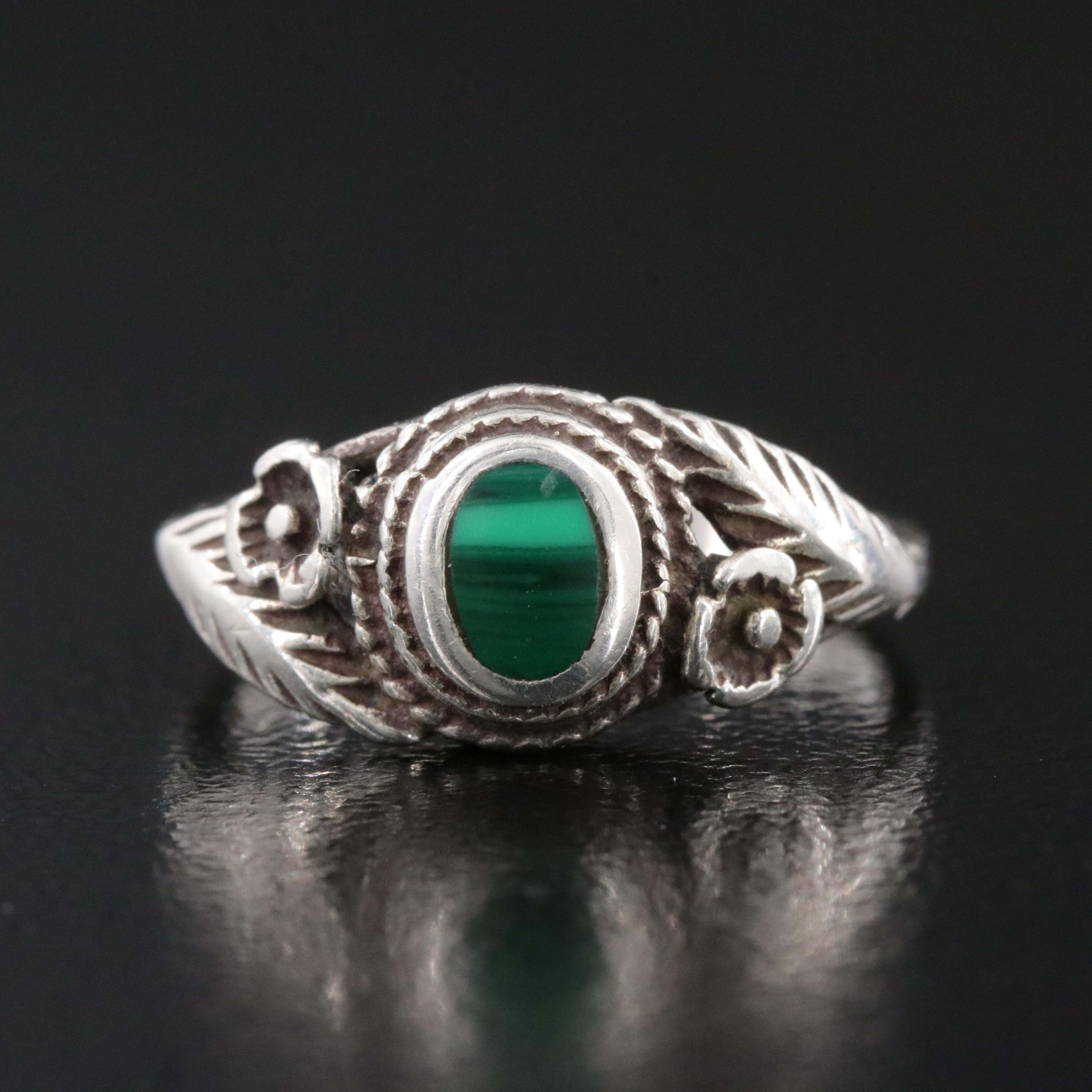 Sterling Imitation Malachite Ring