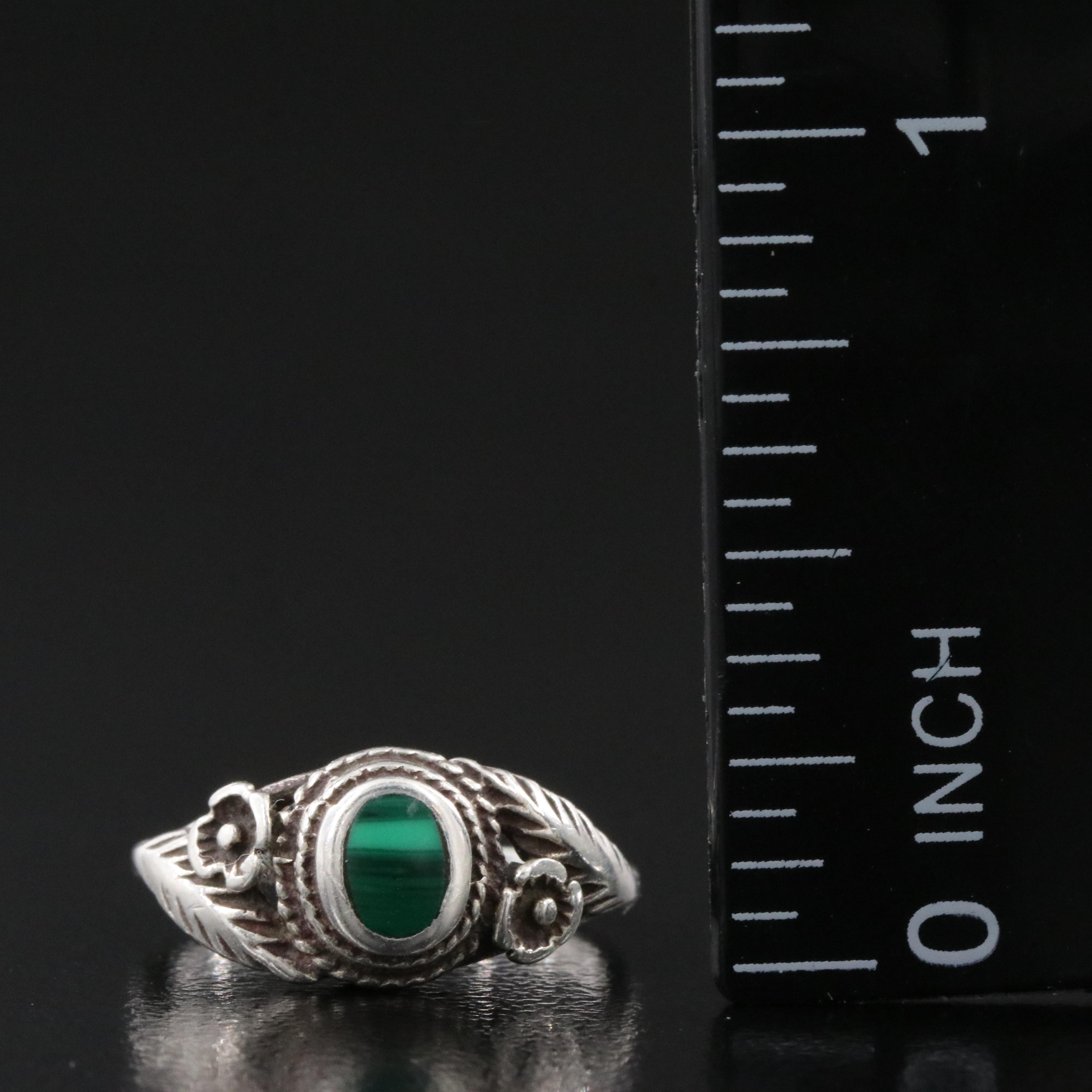 Sterling Imitation Malachite Ring