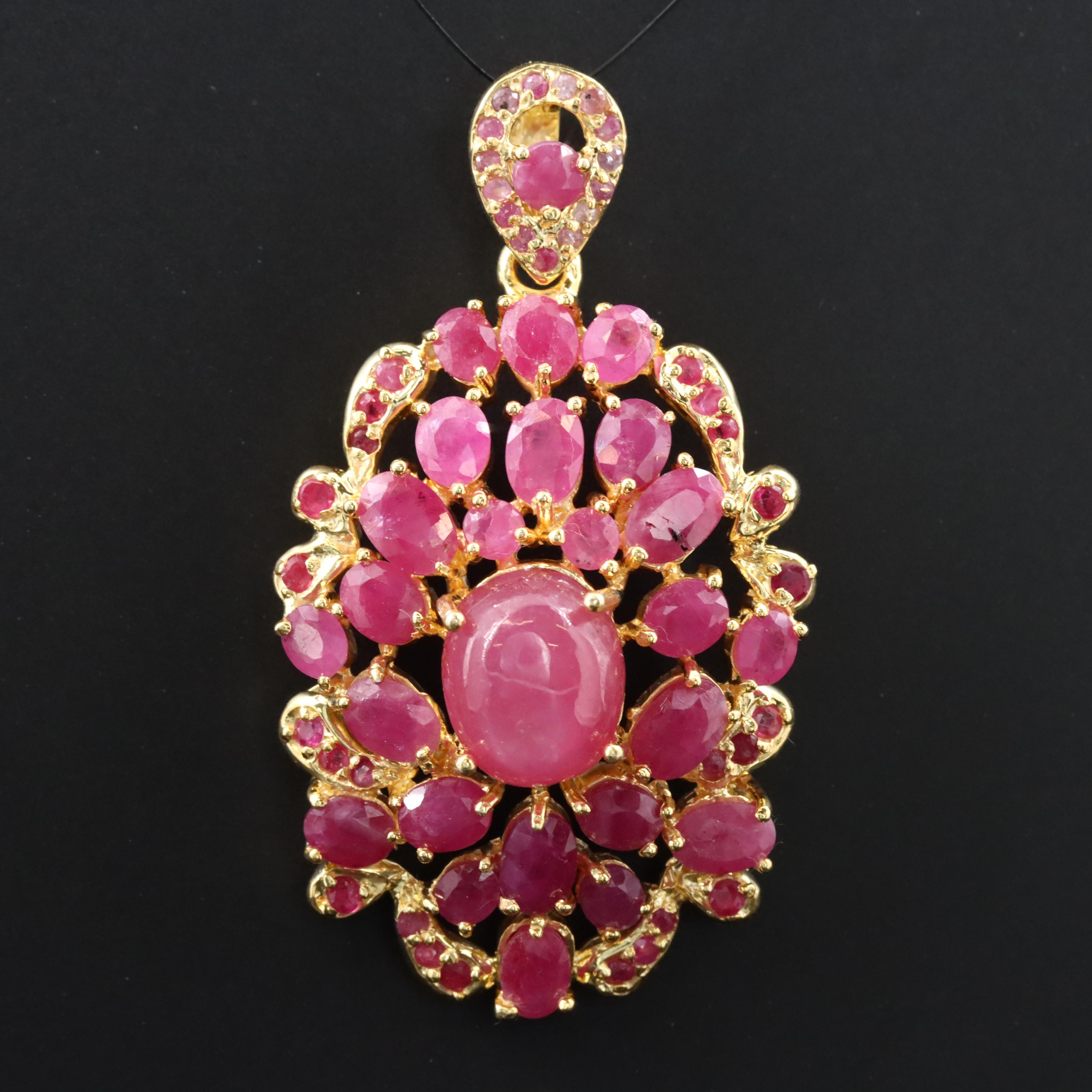 Sterling Star Filled Corundum and Filled Corundum Pendant