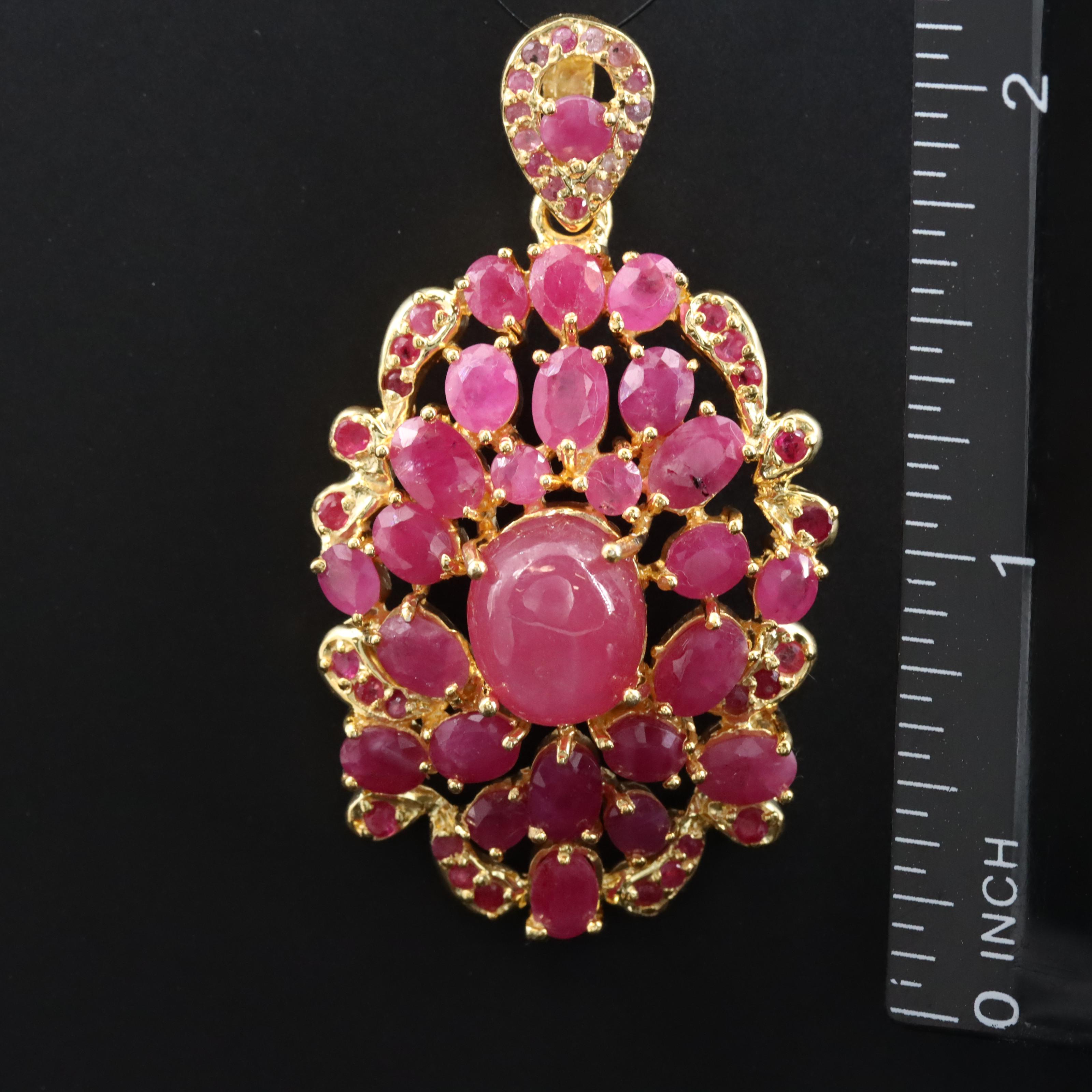 Sterling Star Filled Corundum and Filled Corundum Pendant