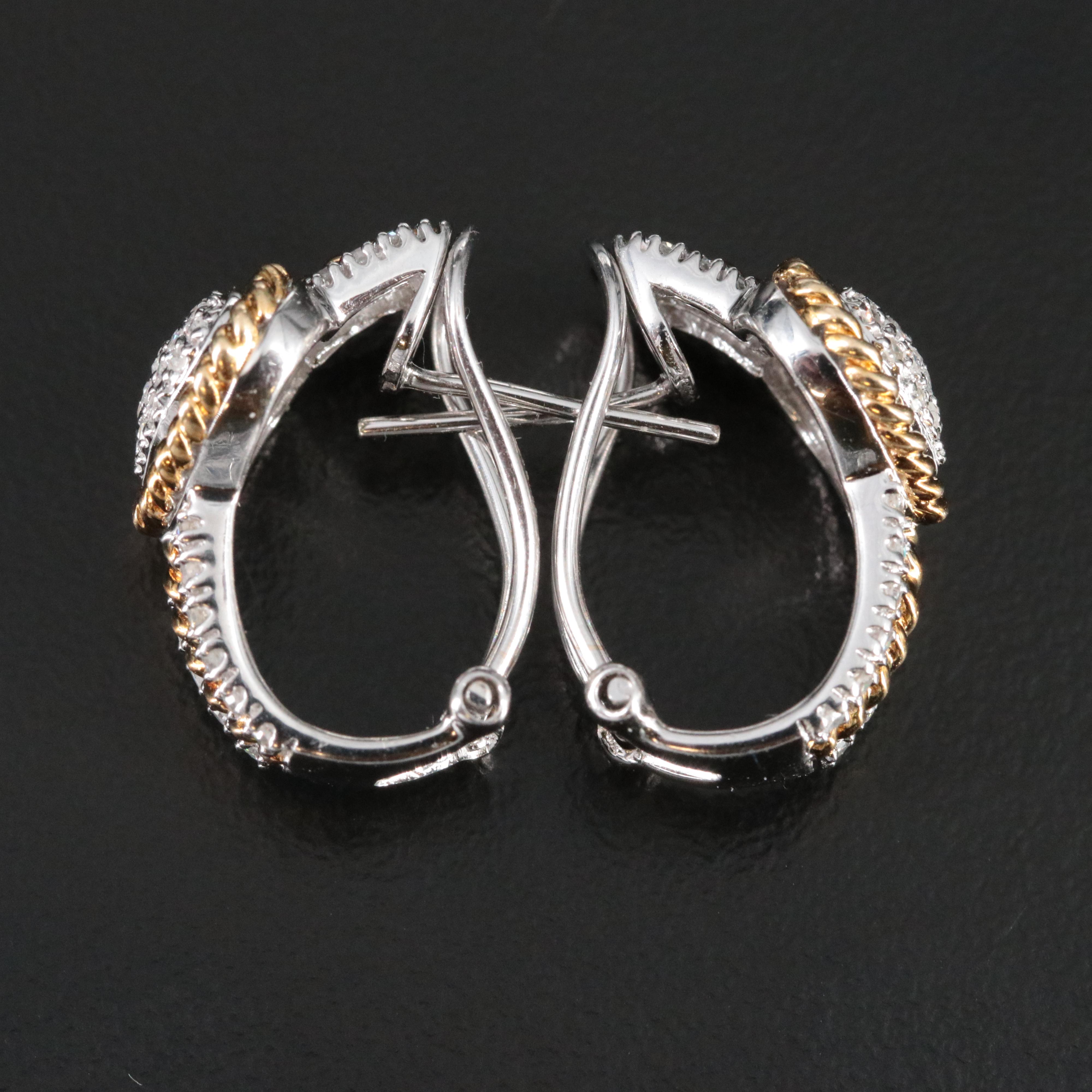 14K 0.50 CTW Diamond Heart Half Hoop Earrings