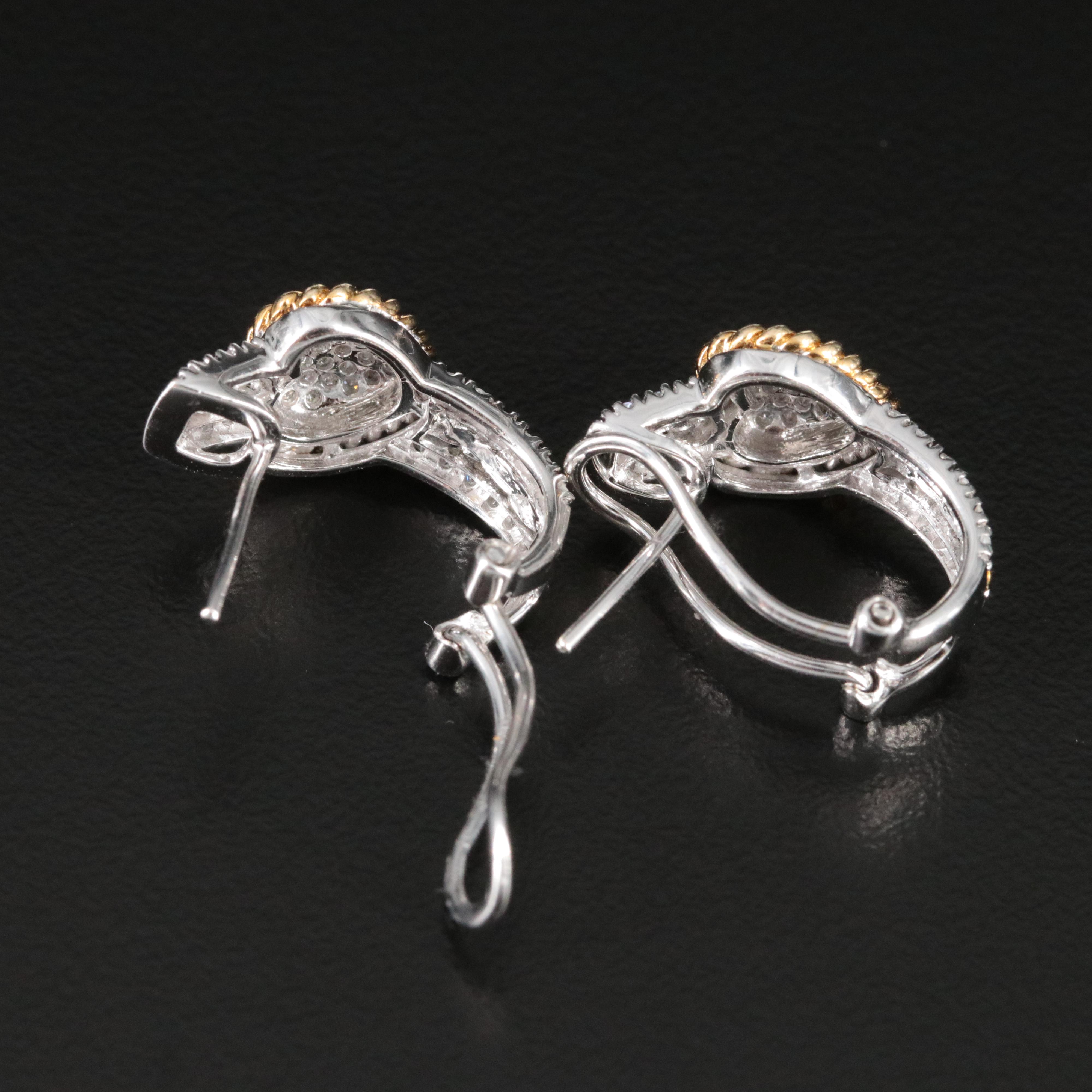 14K 0.50 CTW Diamond Heart Half Hoop Earrings