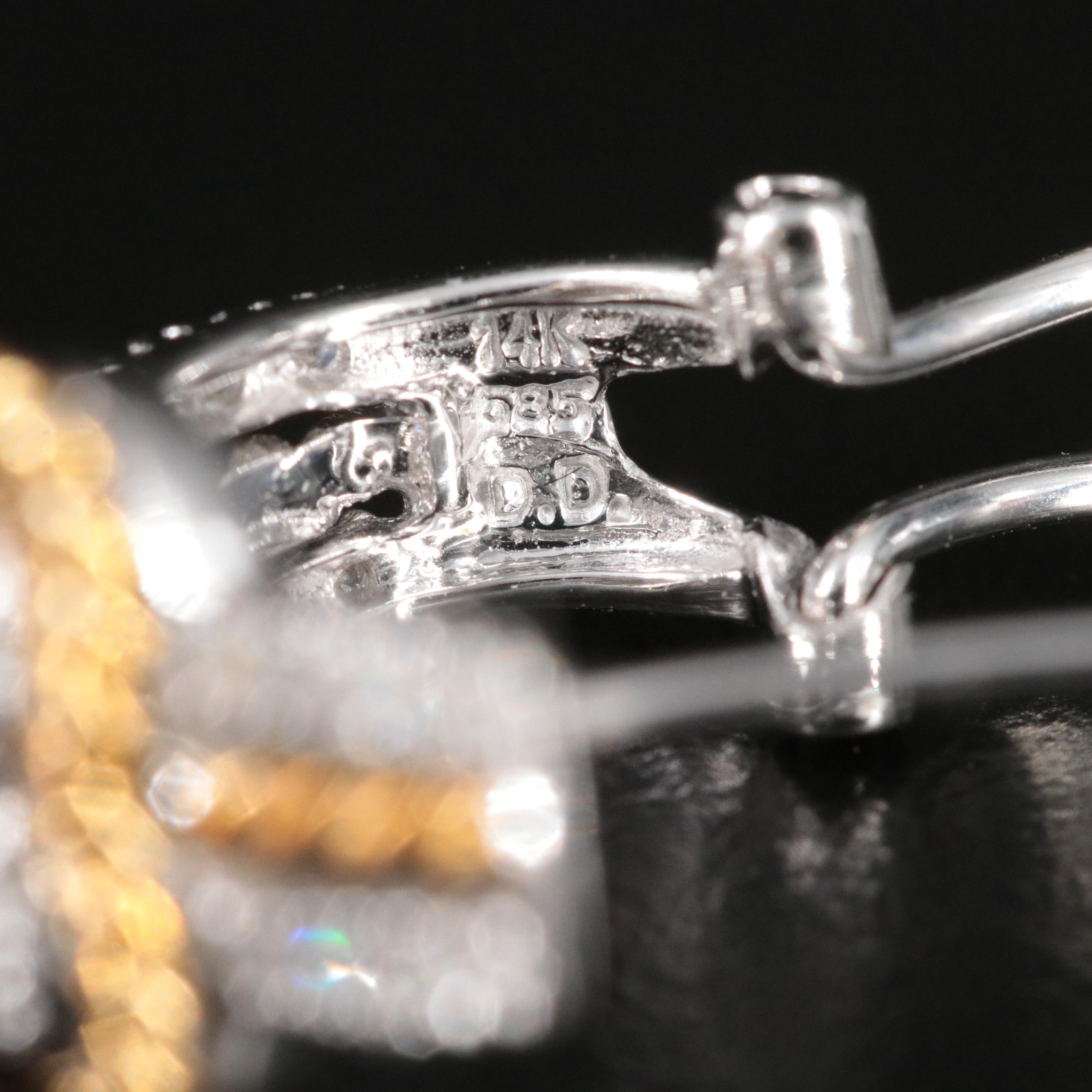 14K 0.50 CTW Diamond Heart Half Hoop Earrings