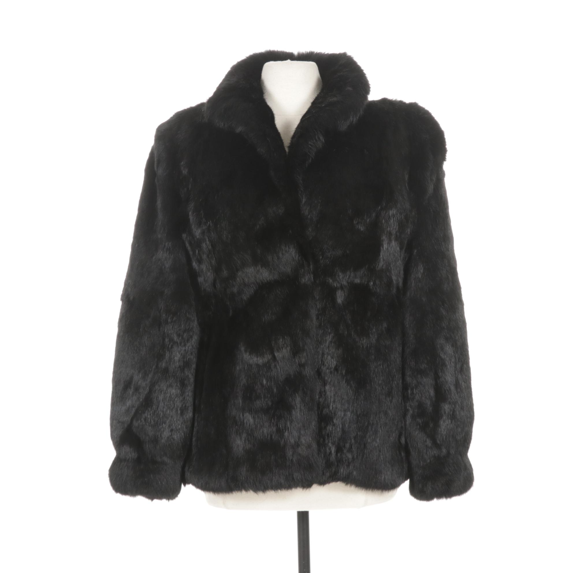Black Dyed Rabbit Fur Jacket