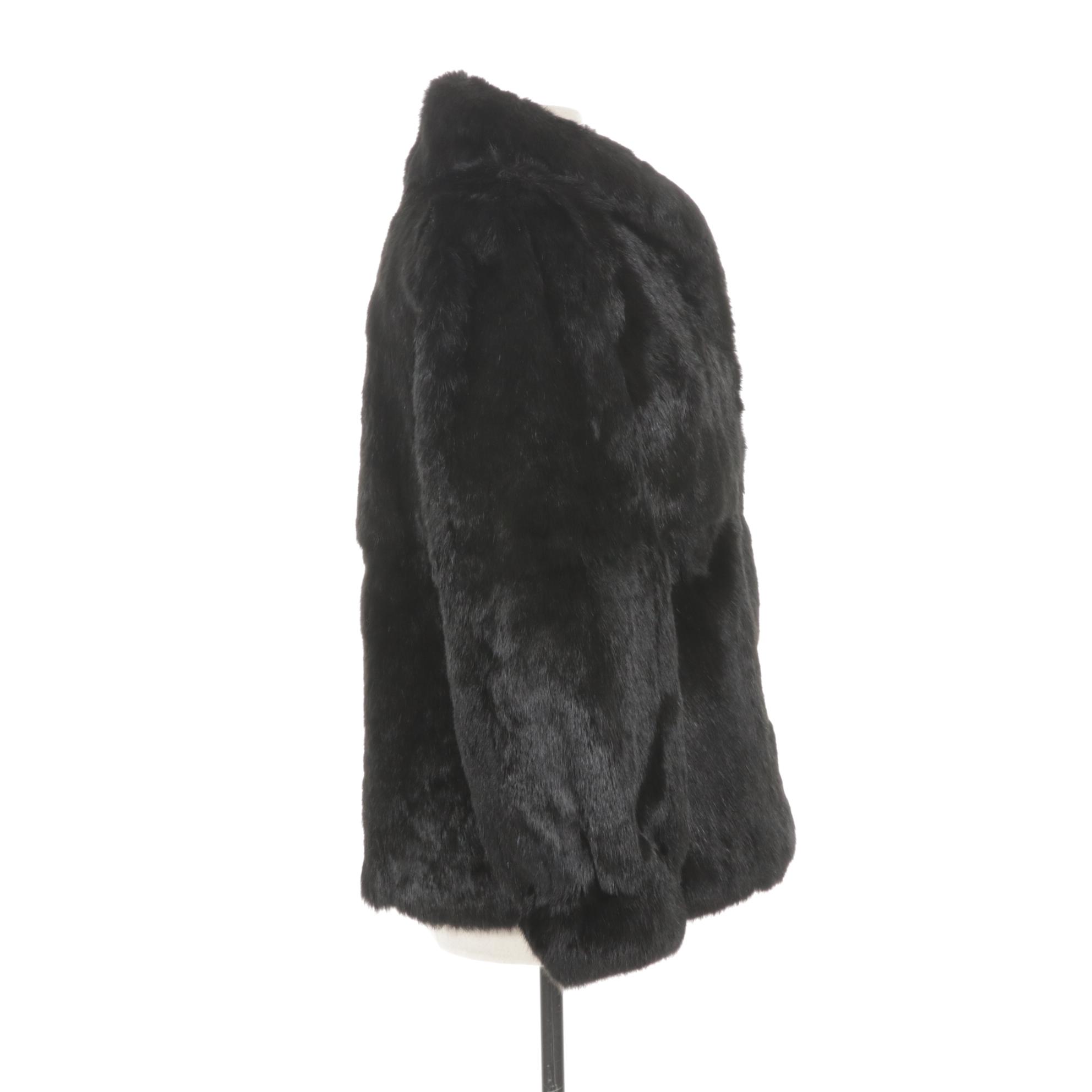 Black Dyed Rabbit Fur Jacket