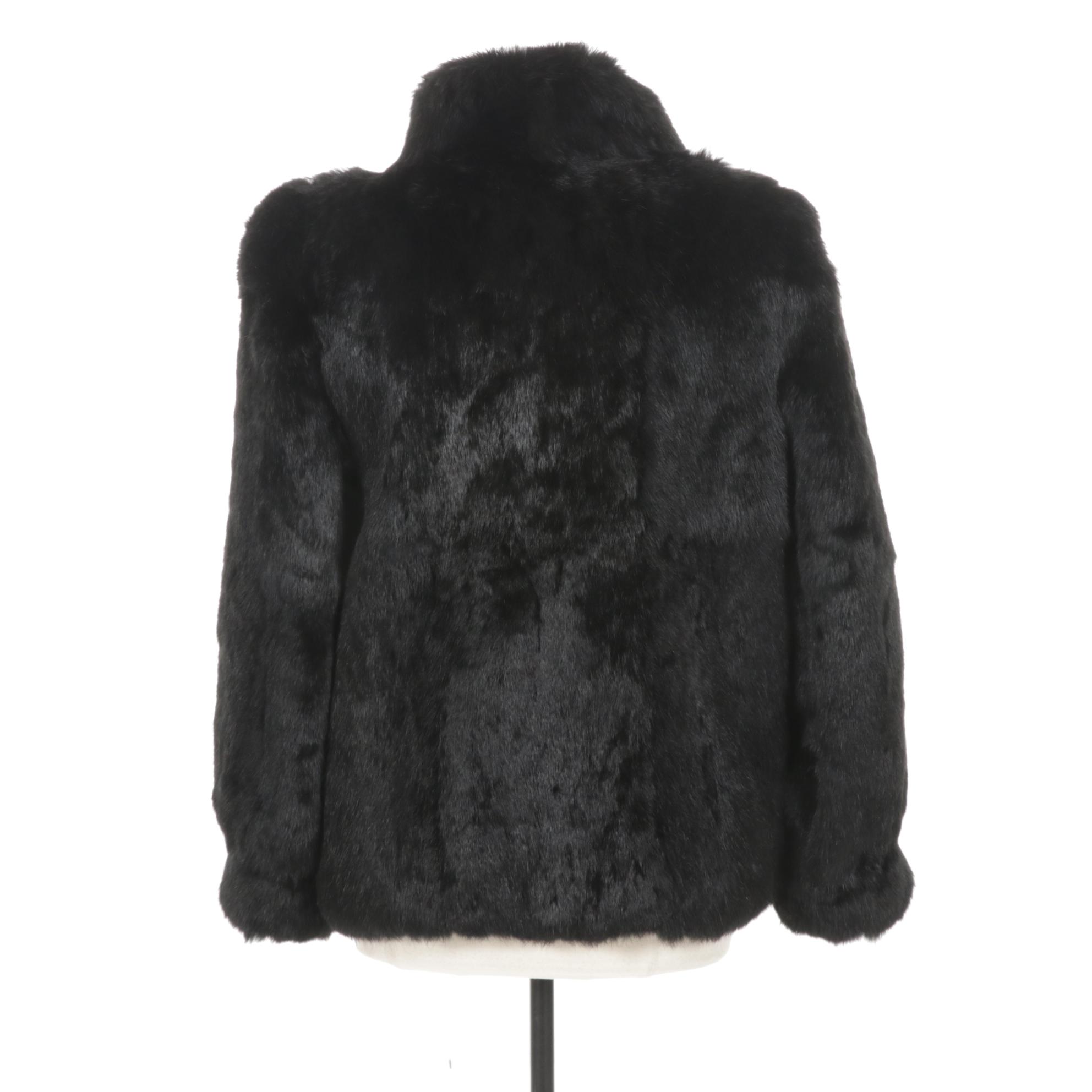 Black Dyed Rabbit Fur Jacket