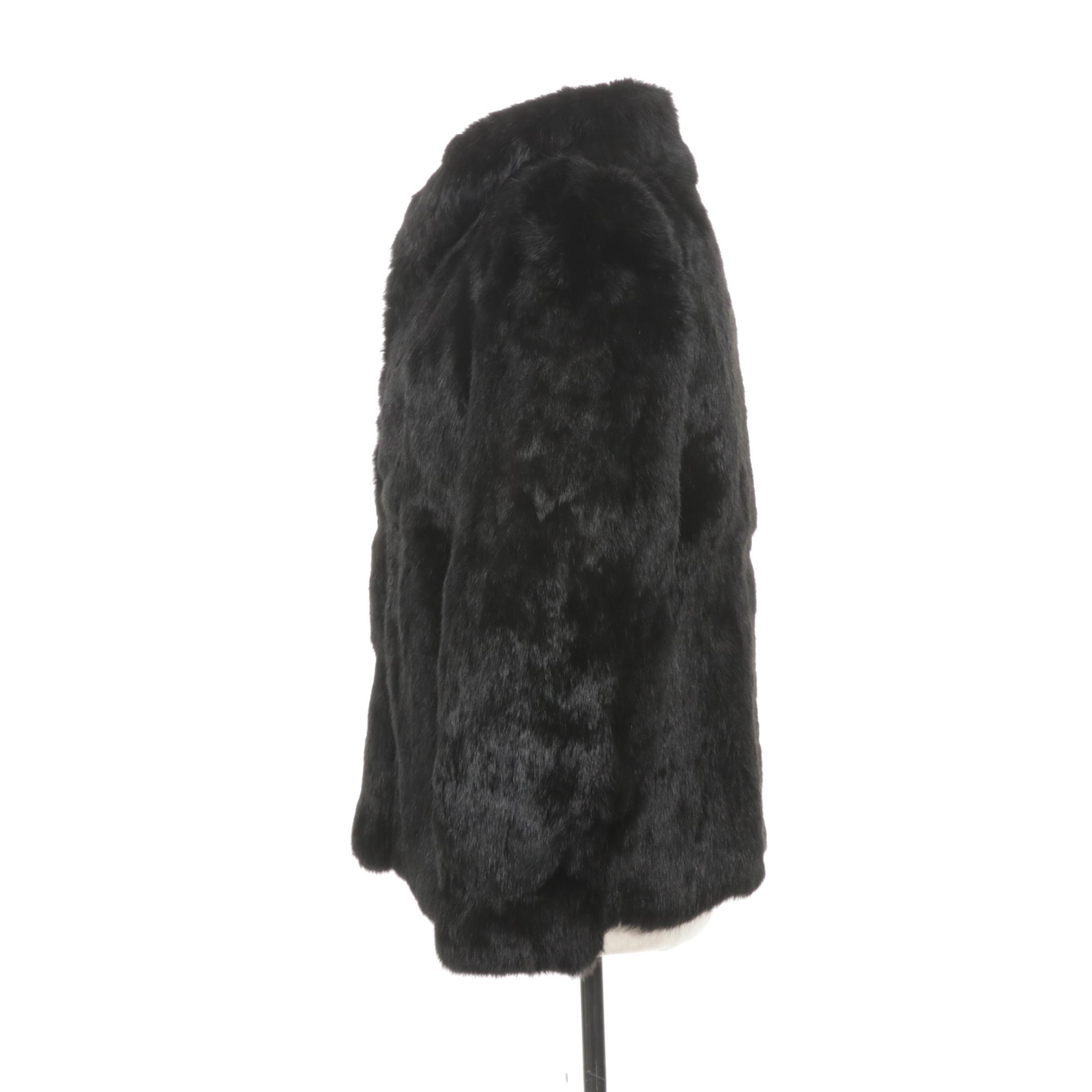 Black Dyed Rabbit Fur Jacket