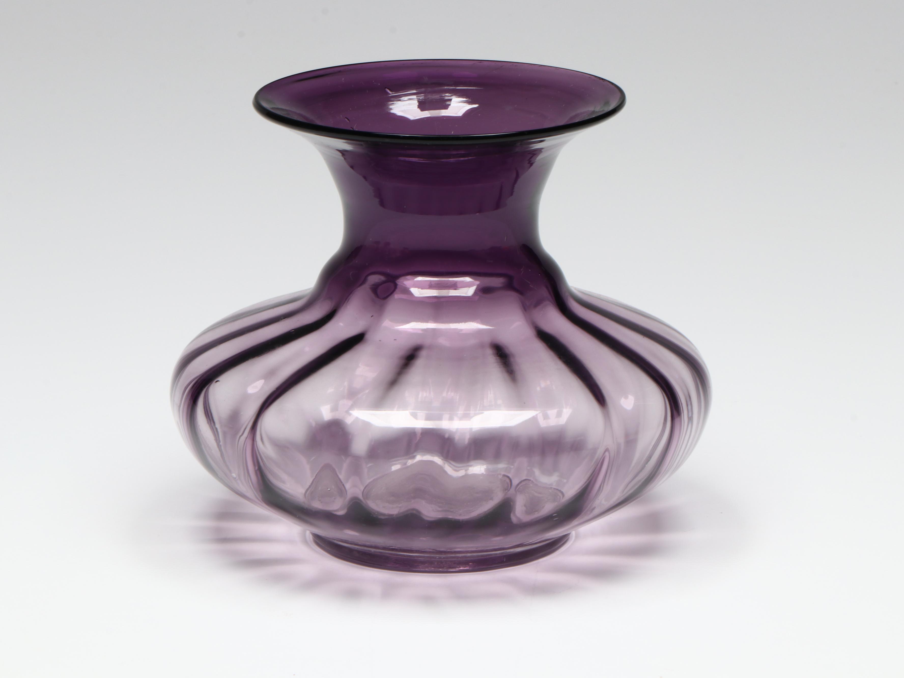 EAPG Sunned Purple Syrup Pitcher, Empoli Decanter, with Other Vases and Decor