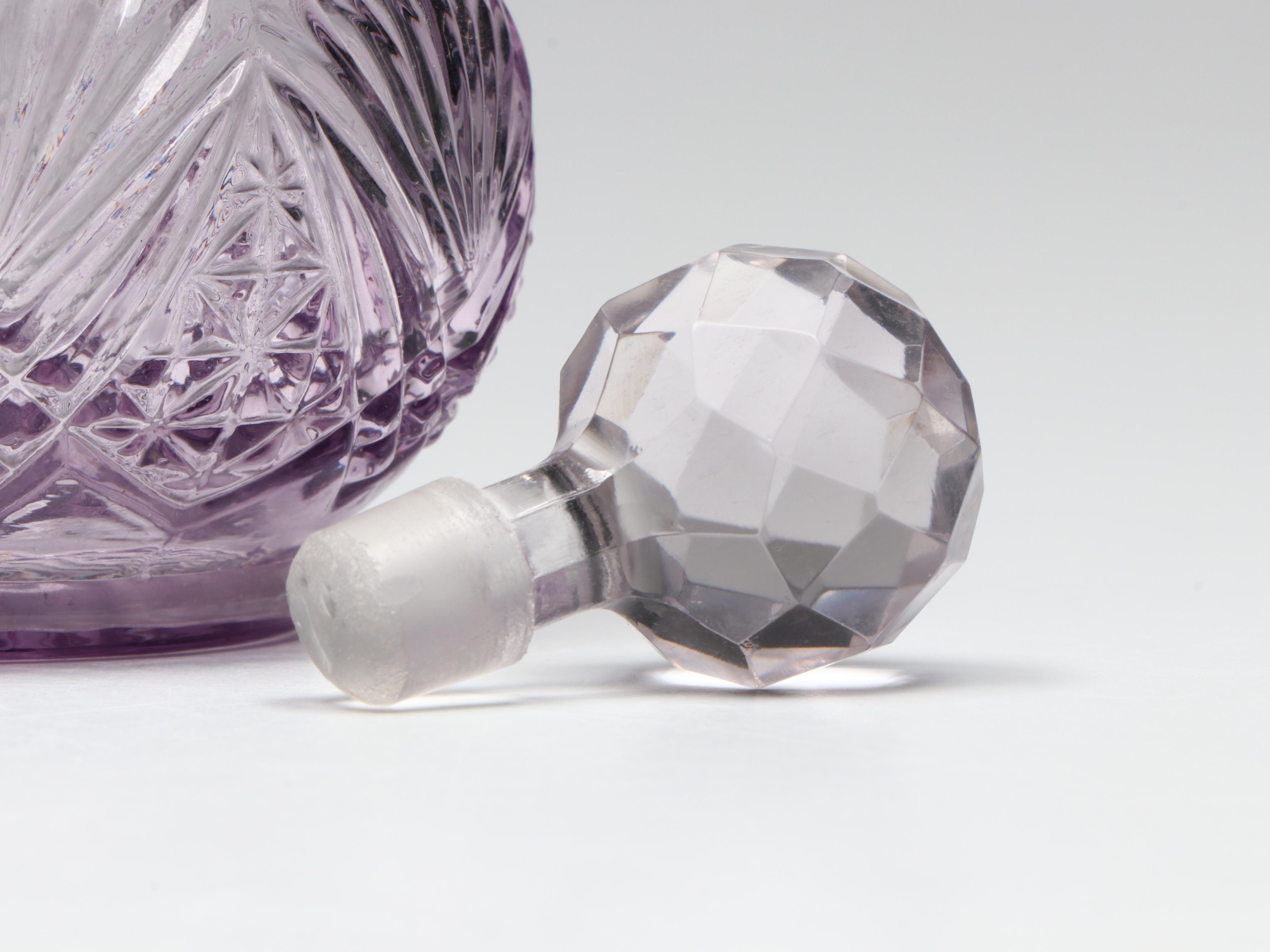 EAPG Sunned Purple Syrup Pitcher, Empoli Decanter, with Other Vases and Decor