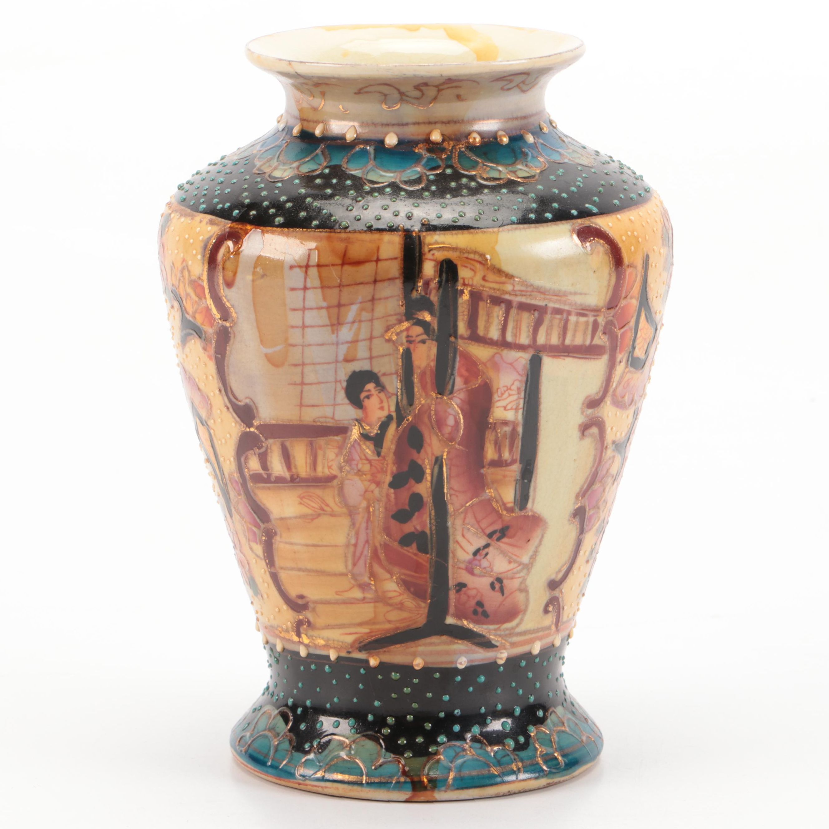 Chinese Satsuma Style Vase, Mid to Late 20th Century