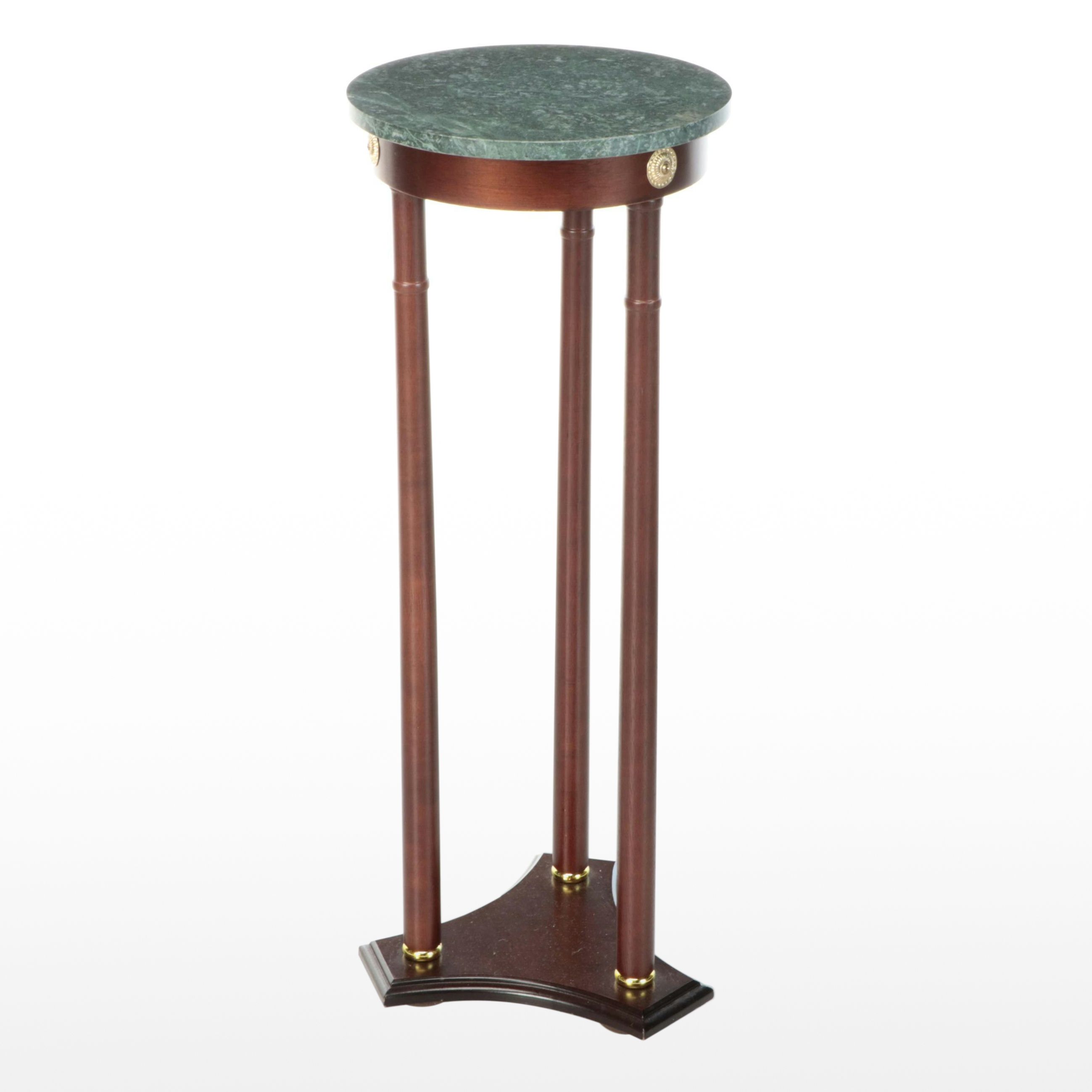 Federal Style Granite Top Wooden Accent Table
