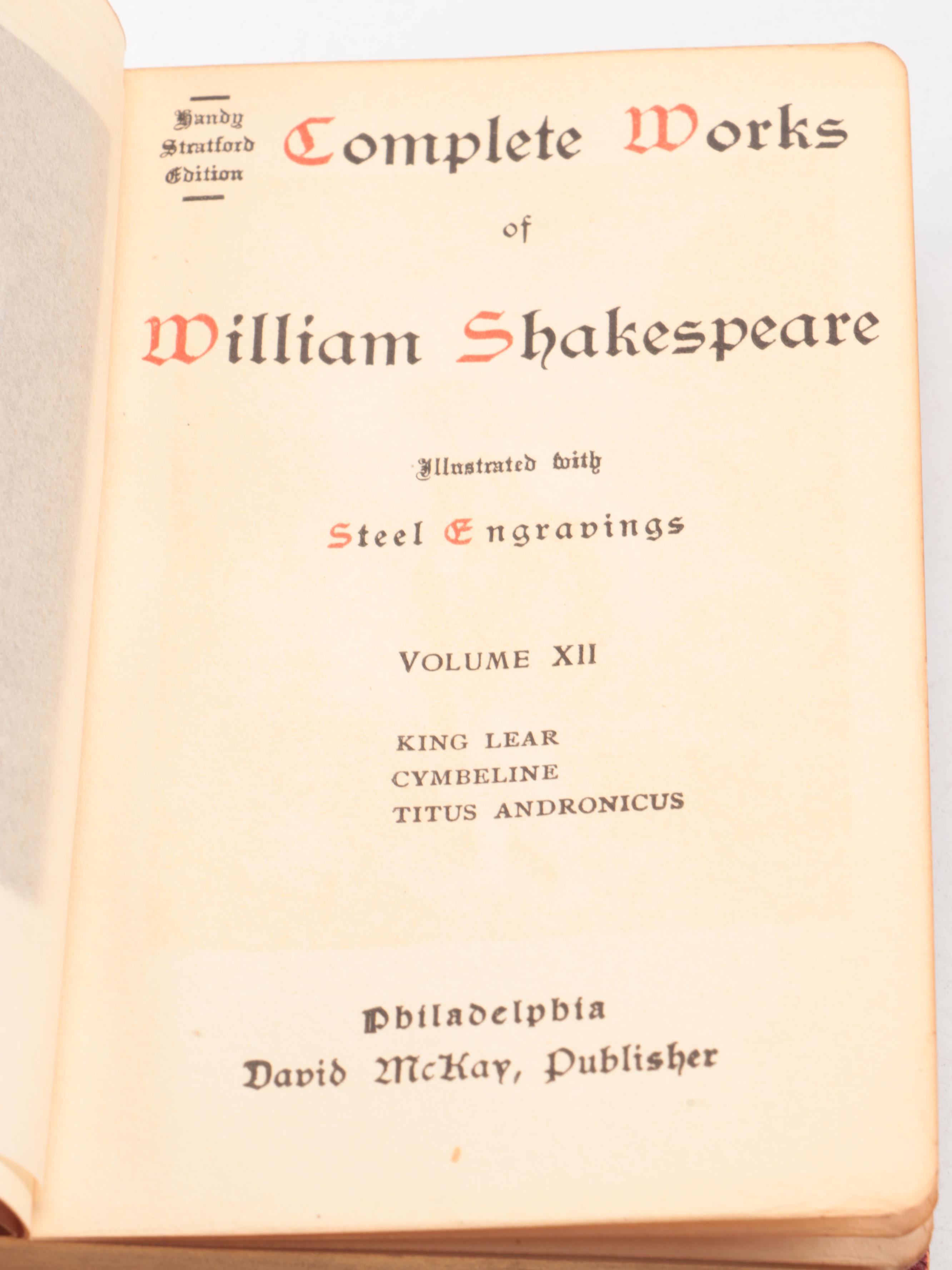 Handy Stratford Edition "Complete Works of William Shakespeare" Partial Set