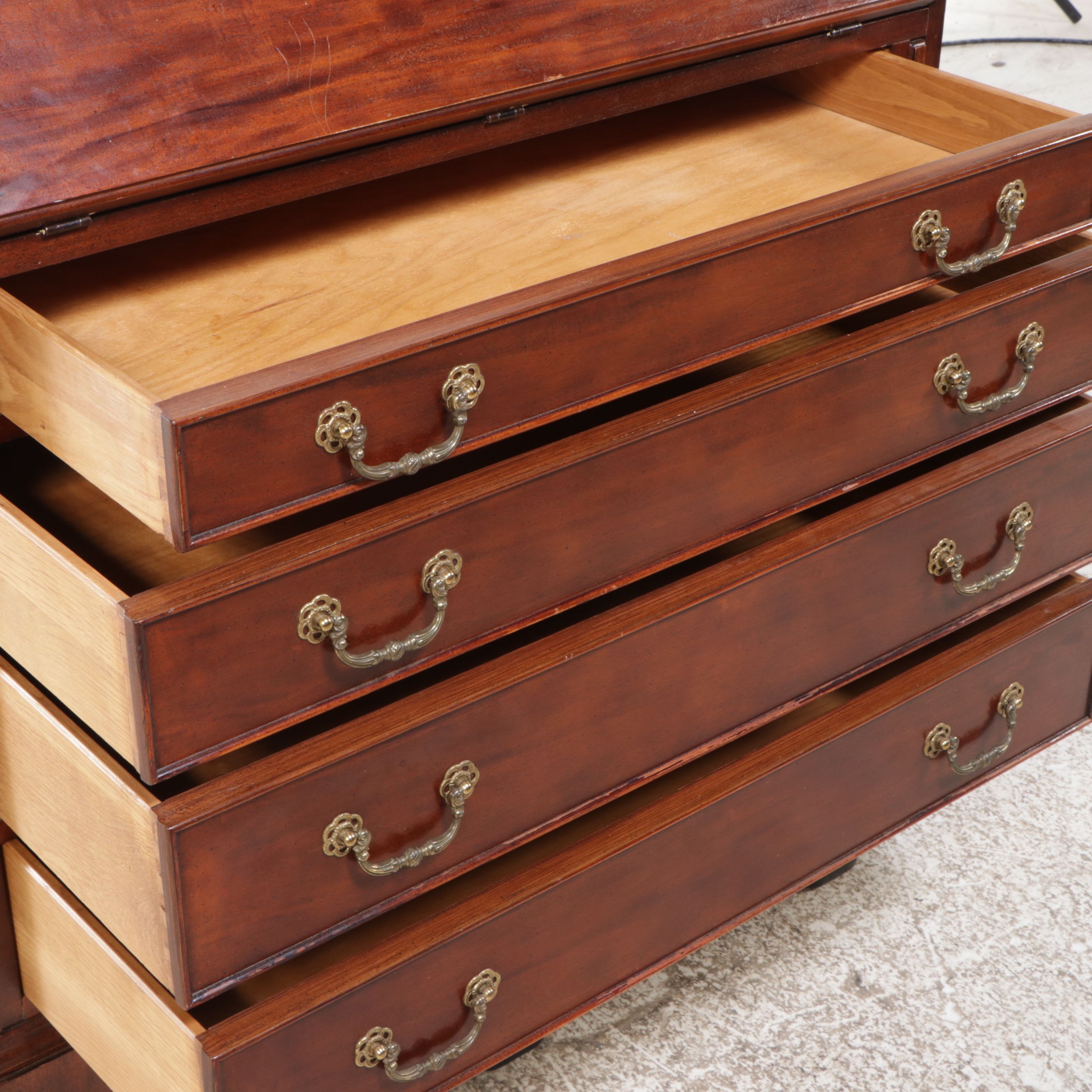Century Furniture Federal Style Mahogany Secretary Desk with Hutch